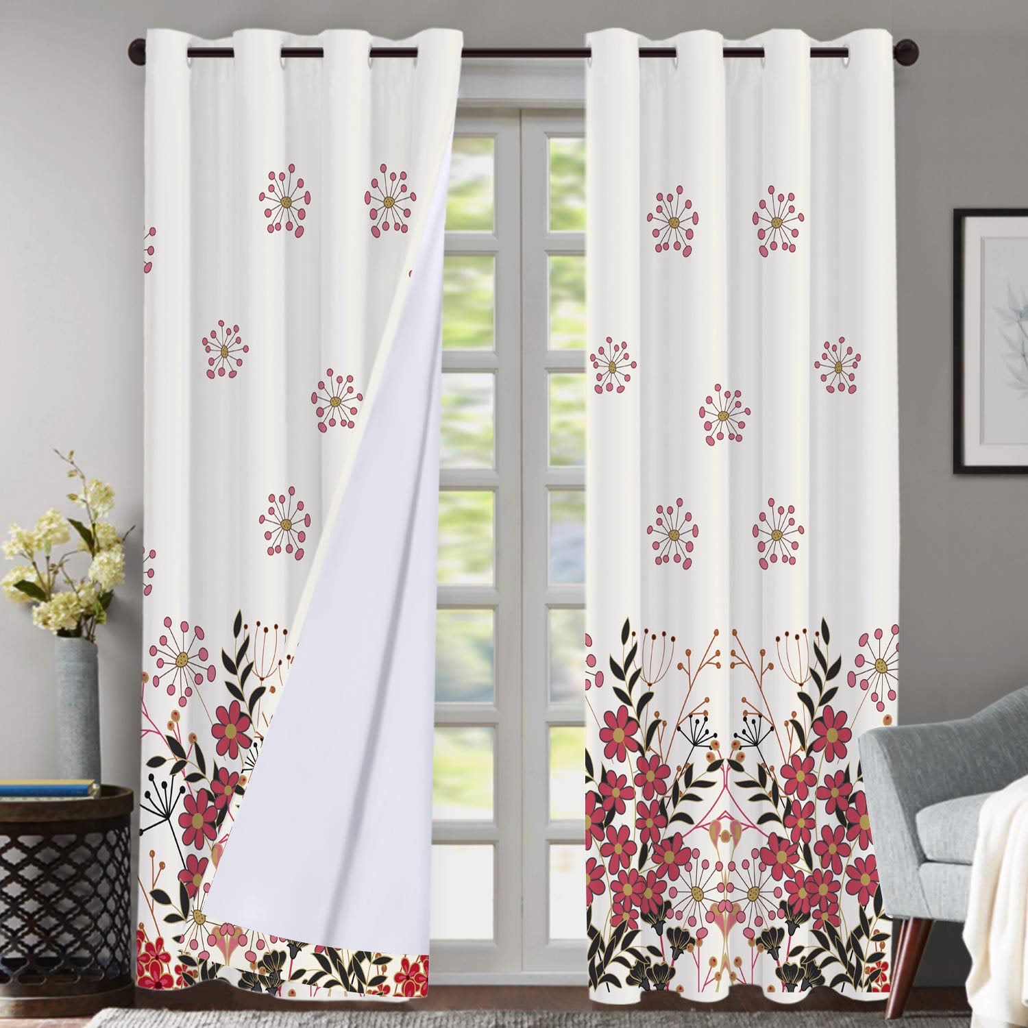 Polyester Digital Printed Grommet Room Curtains