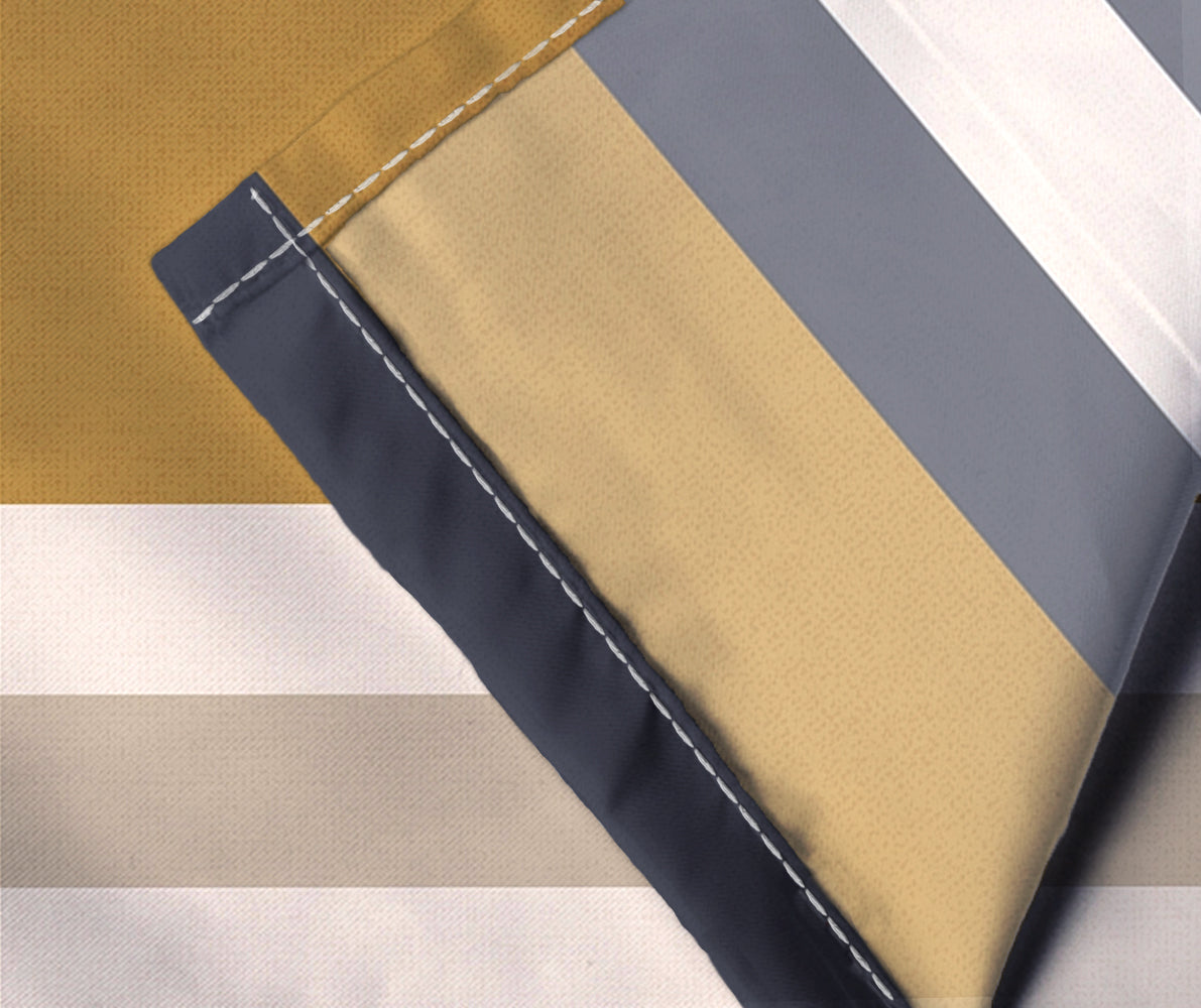 Premium Blue & Yellow Striped Glace Cotton 300 TC King Bedsheet with 2 Pillow Covers