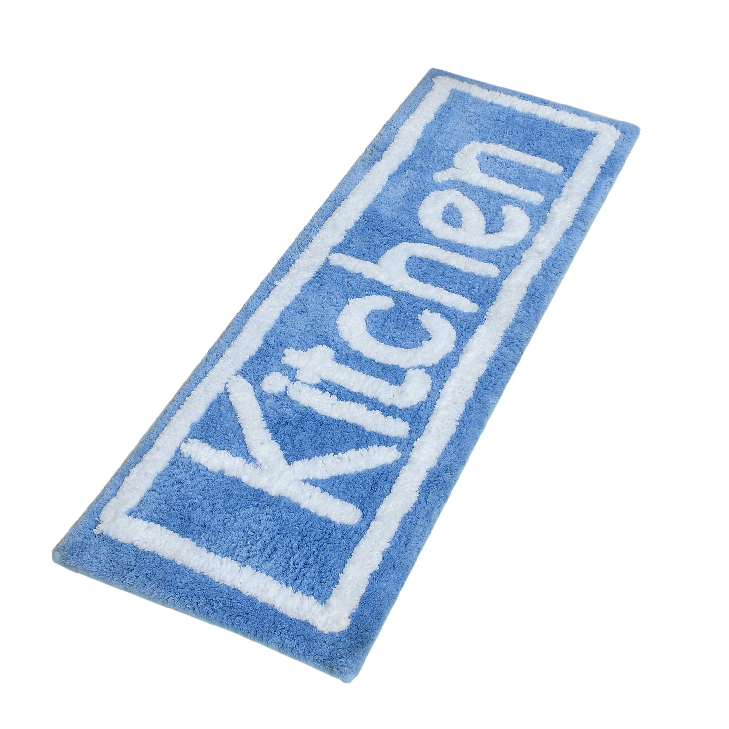Soft Microfiber Kitchen Designer Anti Slip Runner, Aqua