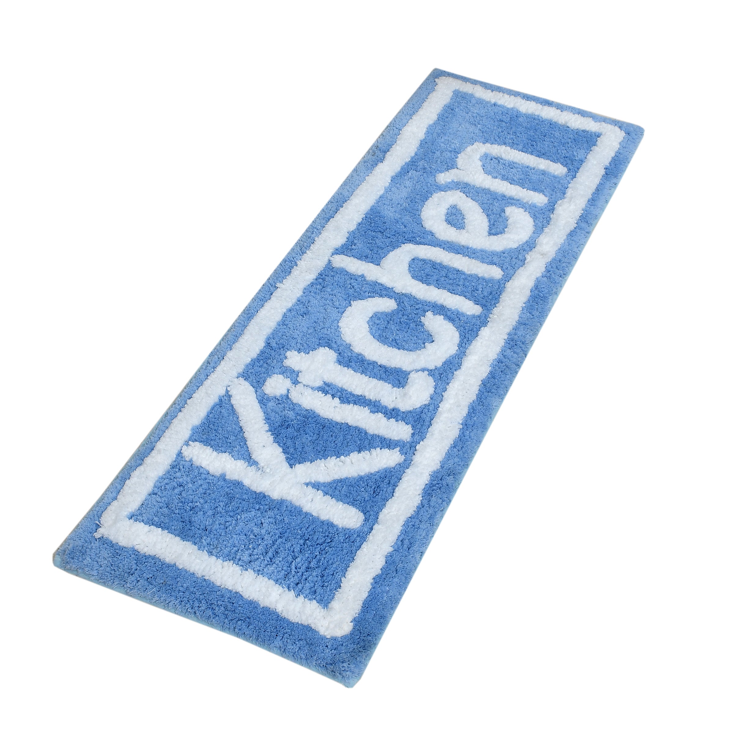 Soft Microfiber Kitchen Designer Anti Slip Runner, Aqua