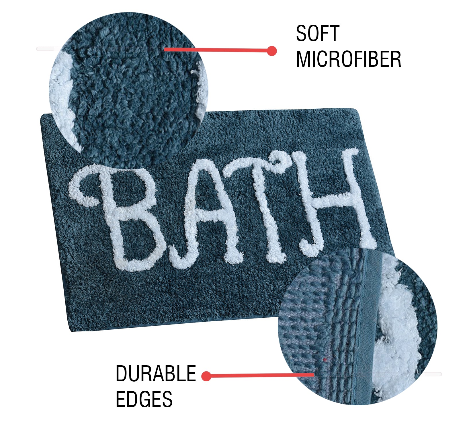 Premium Microfiber Modern Anti Slip Bathmat, Teal