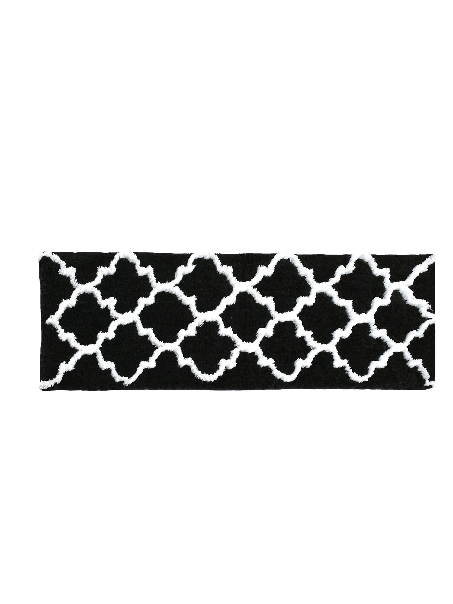 Soft Microfiber Abstract Moroccan Designer Anti Slip Runner, Black