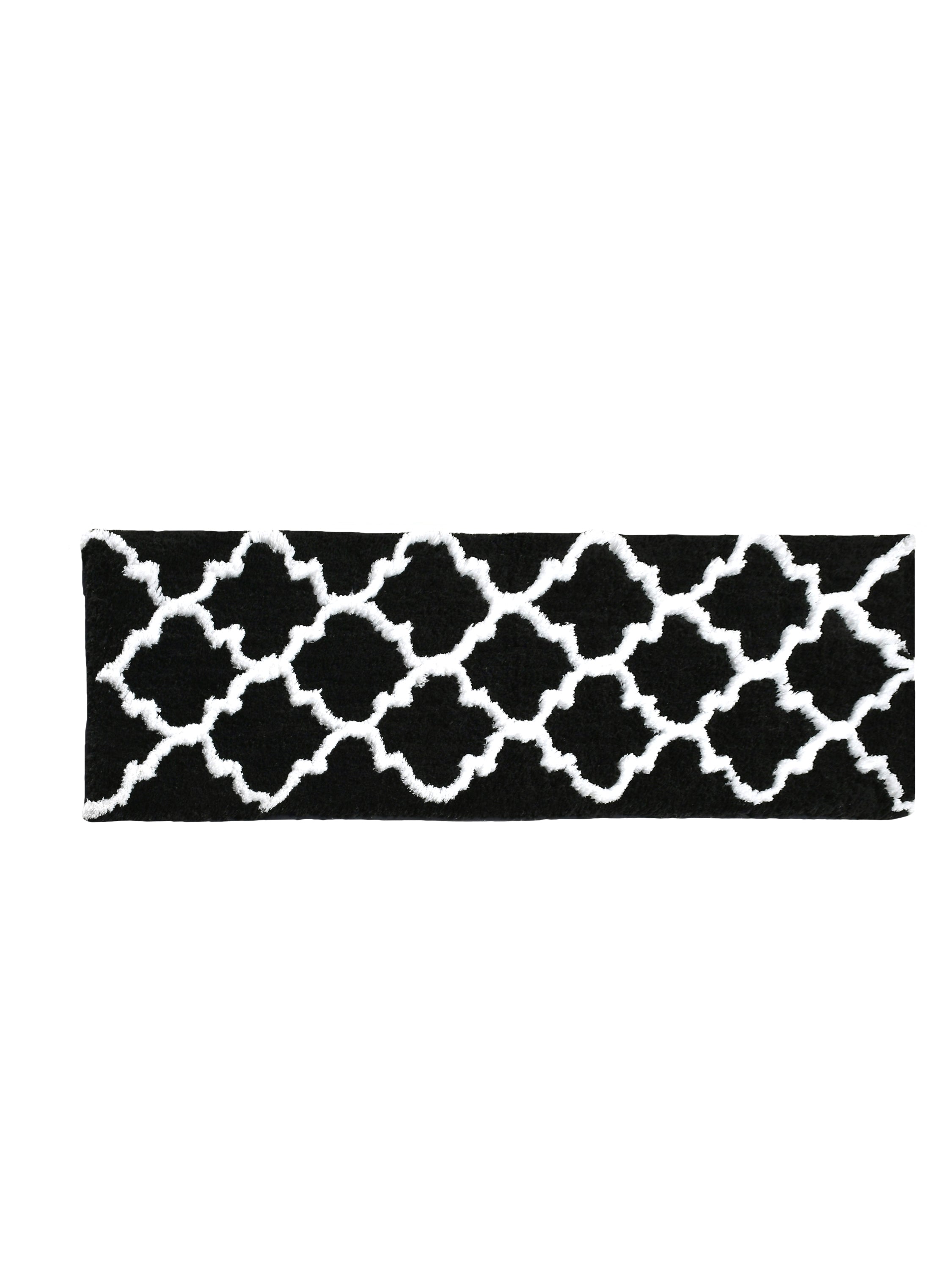 Soft Microfiber Abstract Moroccan Designer Anti Slip Runner, Black