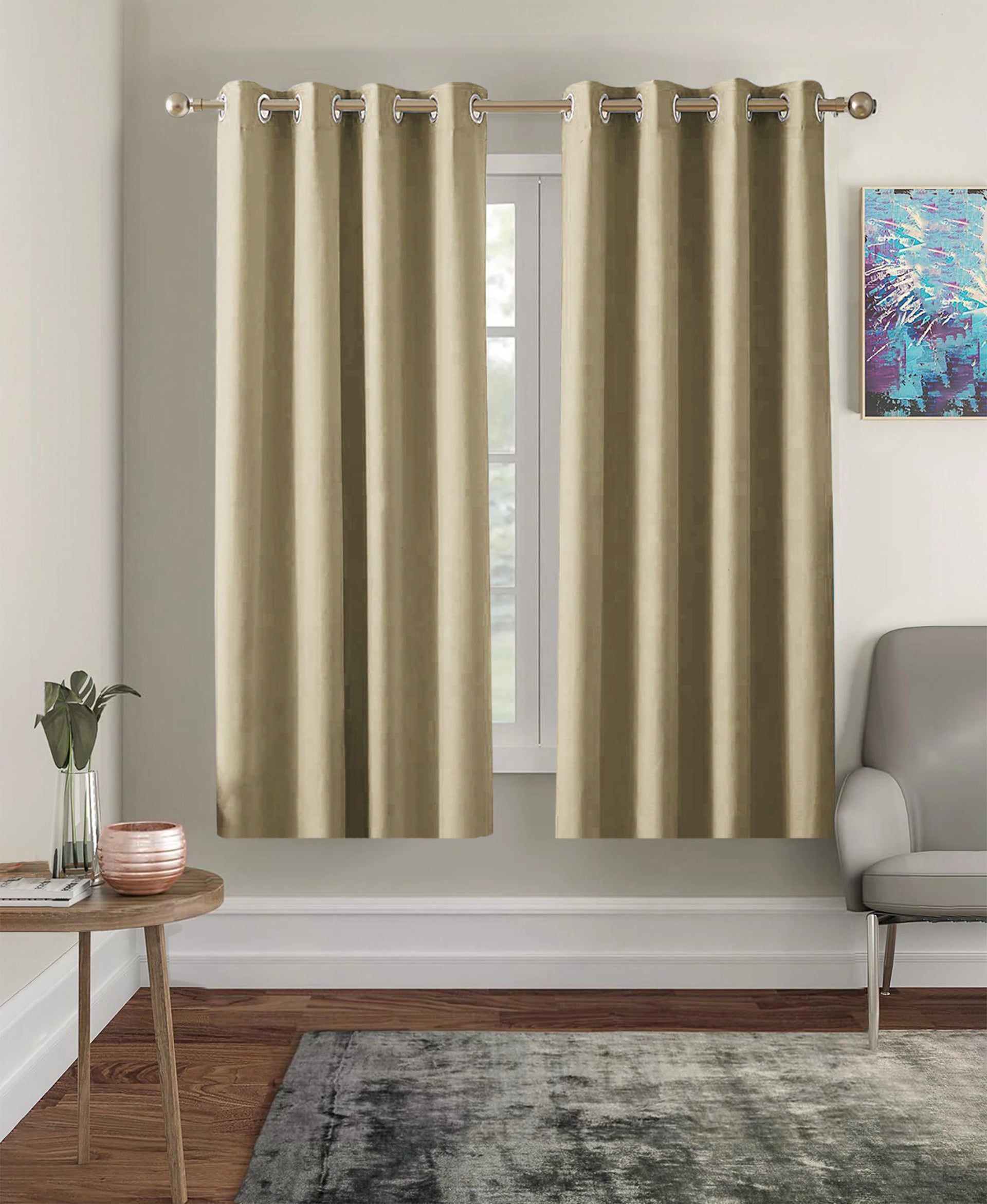 Set of 2 Blackout Solid Polyester Grommet Curtains