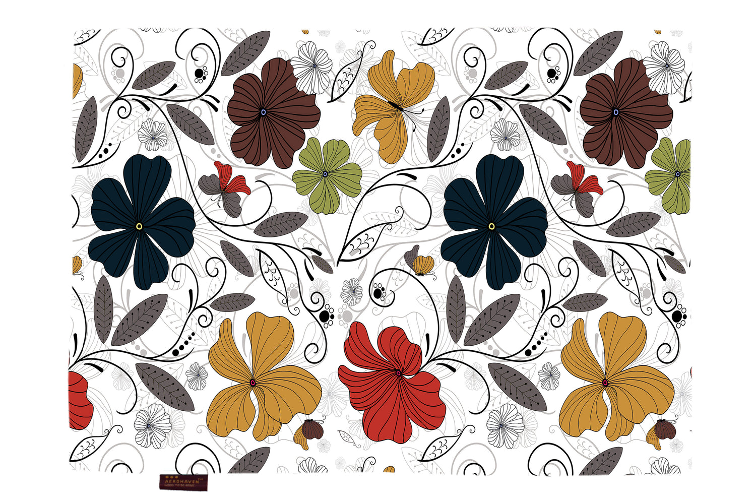 White Floral HD Printed 4 Pcs Table Place Mat