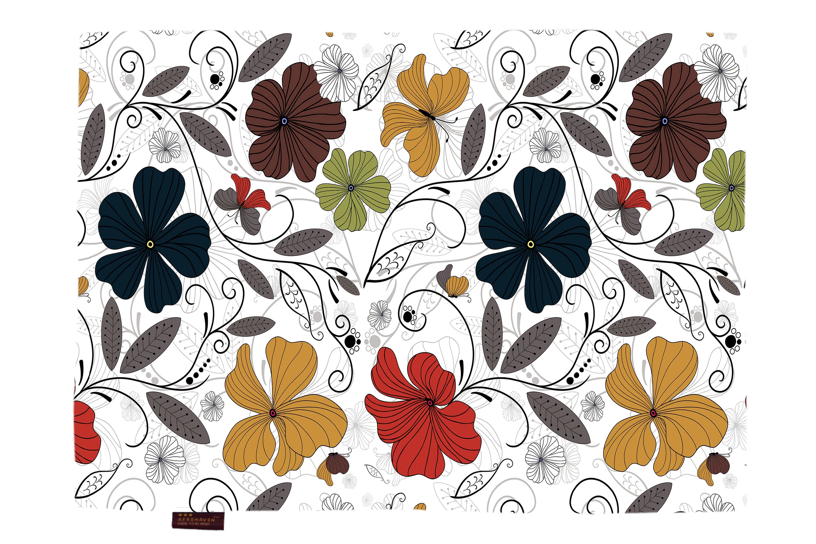 White Floral HD Printed 4 Pcs Table Place Mat