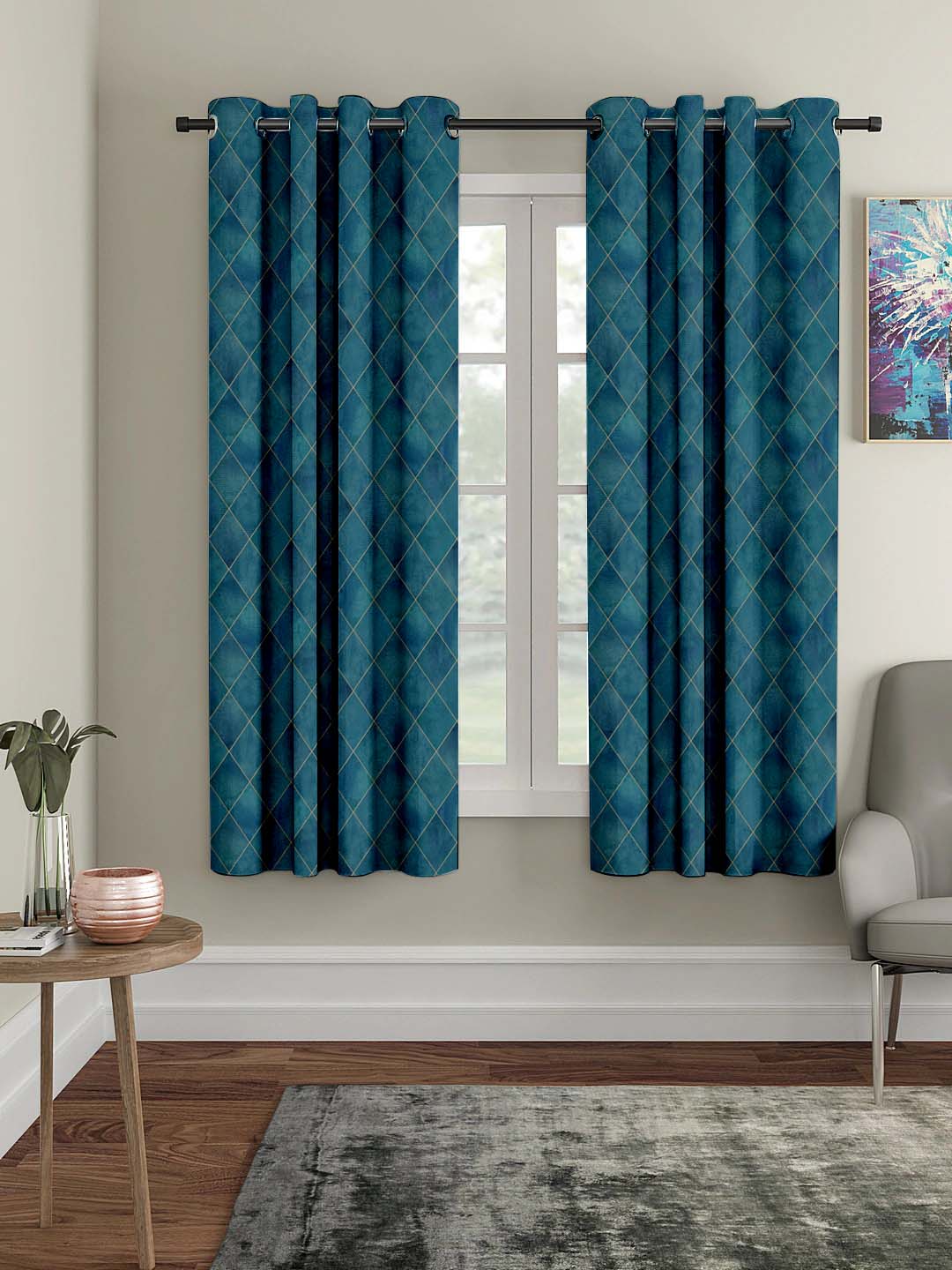 Polyester Digital Printed Grommet Room Darkening Curtains