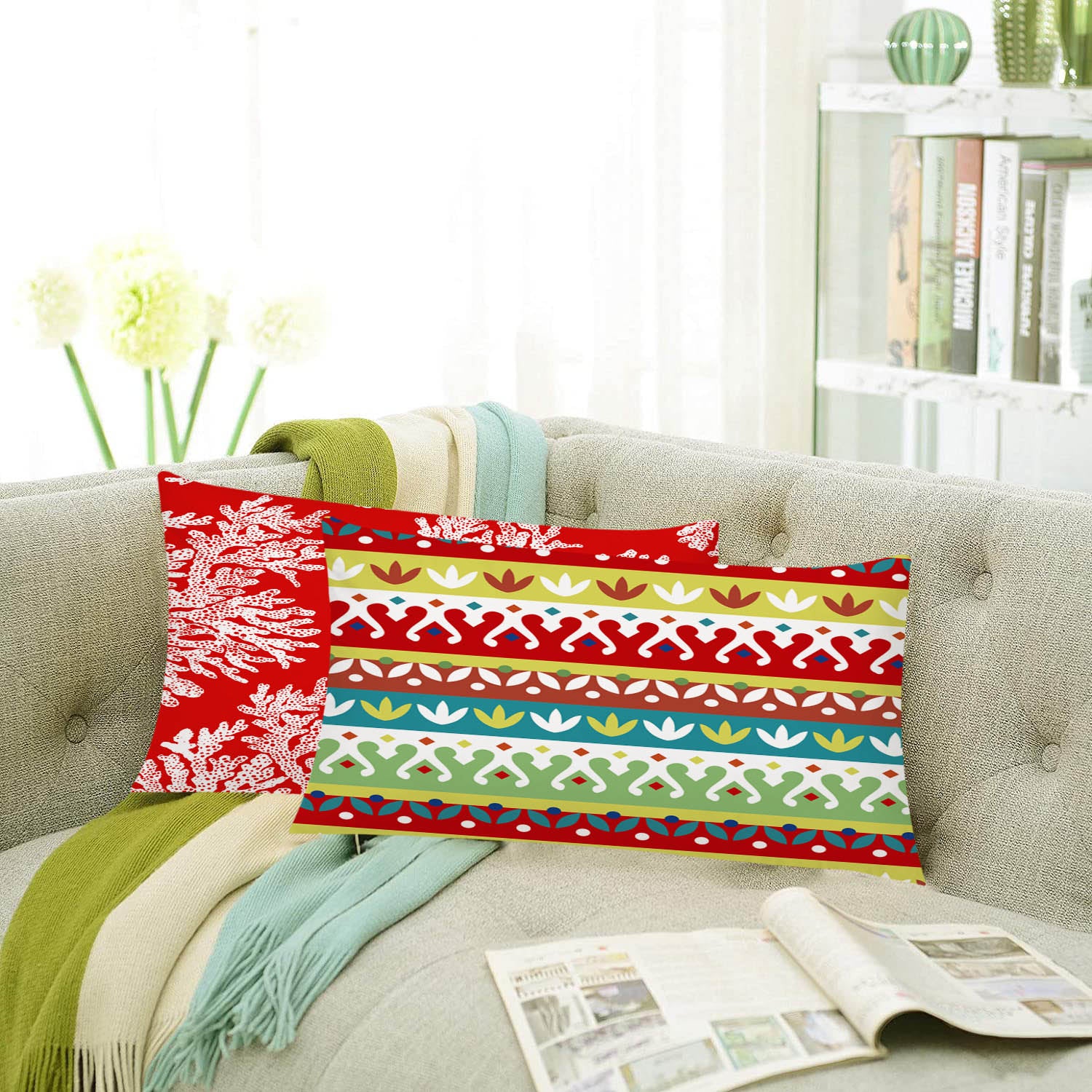 Set of 5 Jute Throw Pillow/Cushion Covers