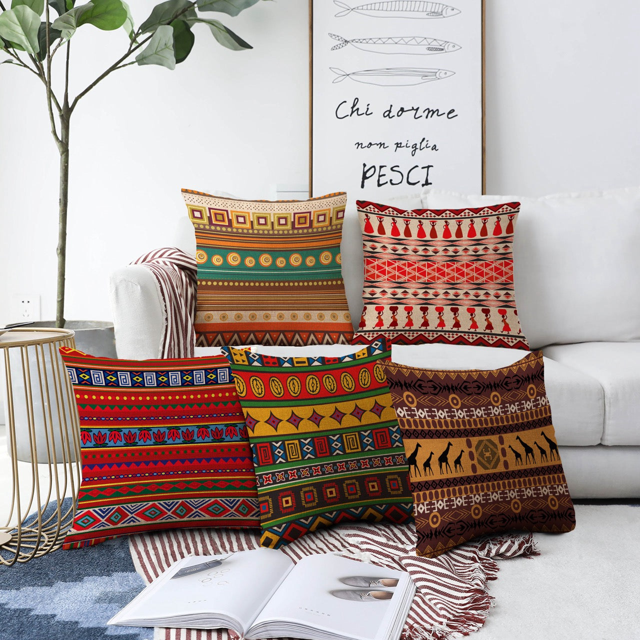 Set of 2 Jute Throw Pillow/Cushion Covers