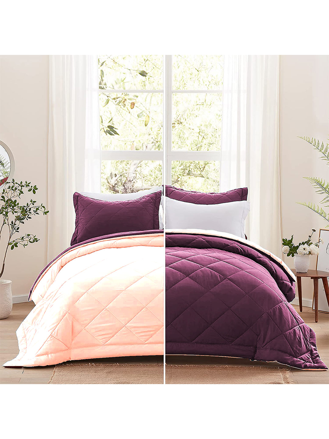 AEROHAVEN 220 GSM Microfiber All-Weather Solid Colour Bed Reversible Comforter AC Quilt Blanket