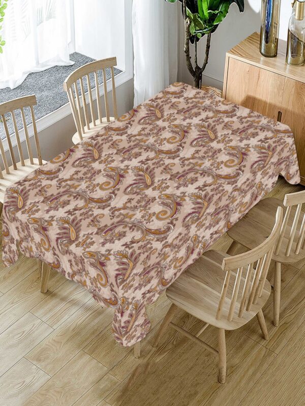 Brown Ethnic Motifs Polyster Table Cover Cloth