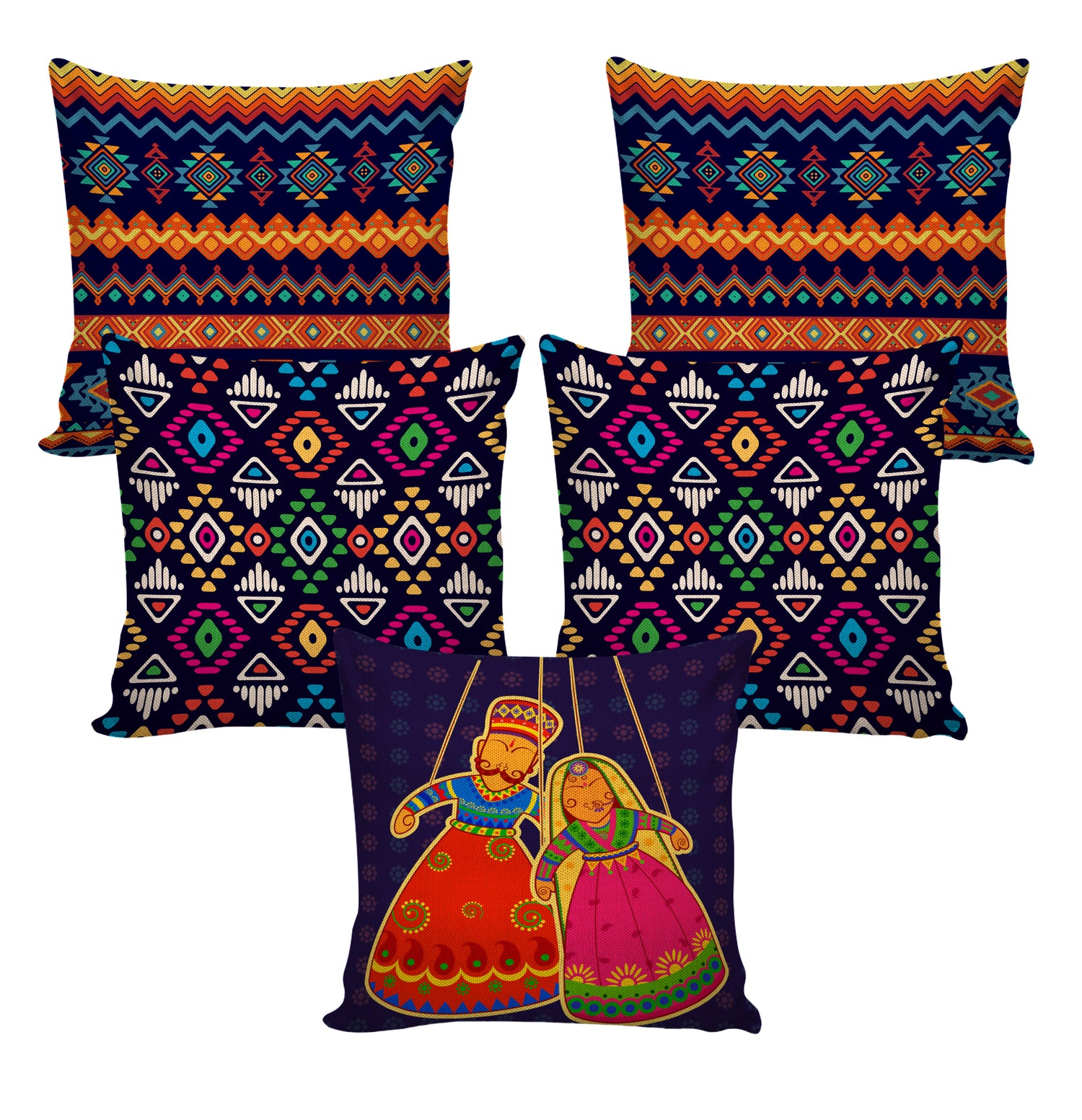 Set of 5 Jute Throw Pillow/Cushion Covers