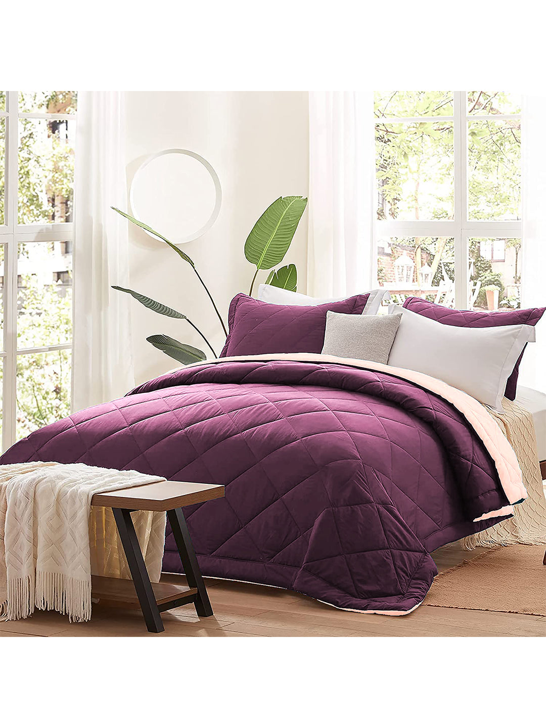 AEROHAVEN 220 GSM Microfiber All-Weather Solid Colour Bed Reversible Comforter AC Quilt Blanket