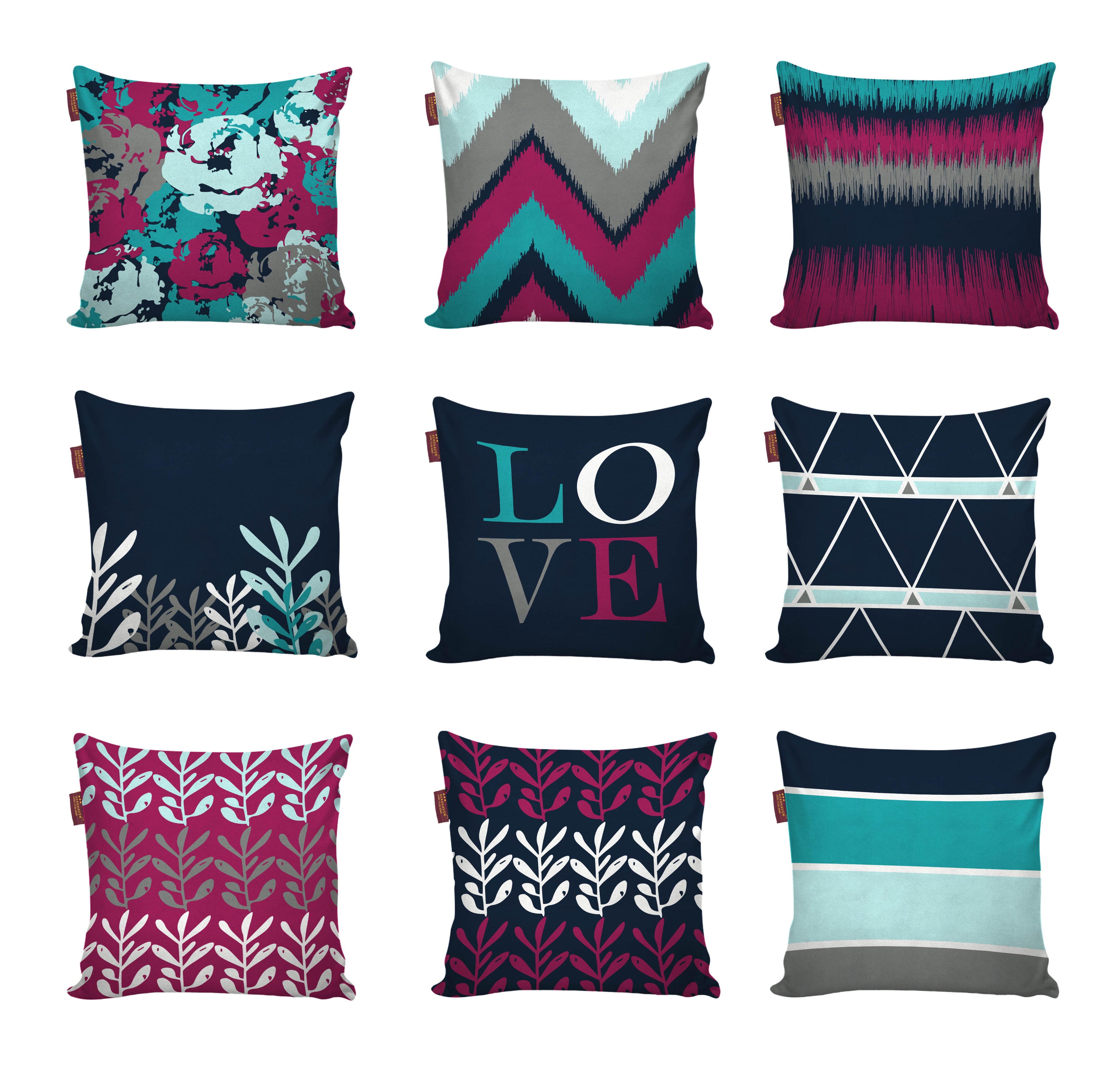 Set of 9 Decorative Hand Made Polyester Velvet Throw/Pillow Cushion Covers