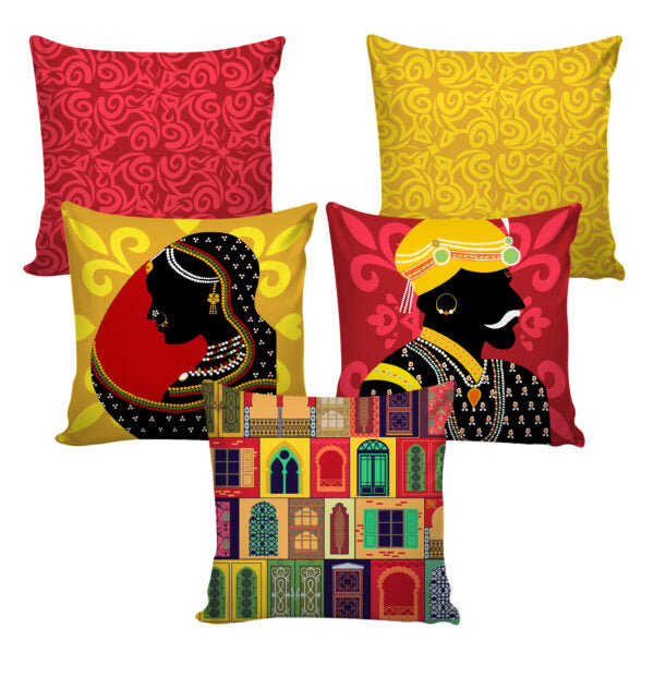 Set of 5 Jute Throw Pillow/Cushion Covers – Multi