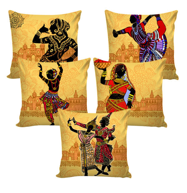 Set of 5 Jute Throw Pillow/Cushion Covers – Multi
