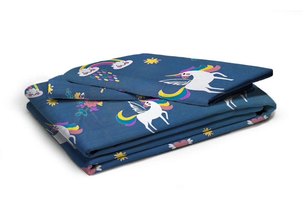 Glace Cotton Abstract Flat Fitted Bedsheet with 2 Pillow Covers