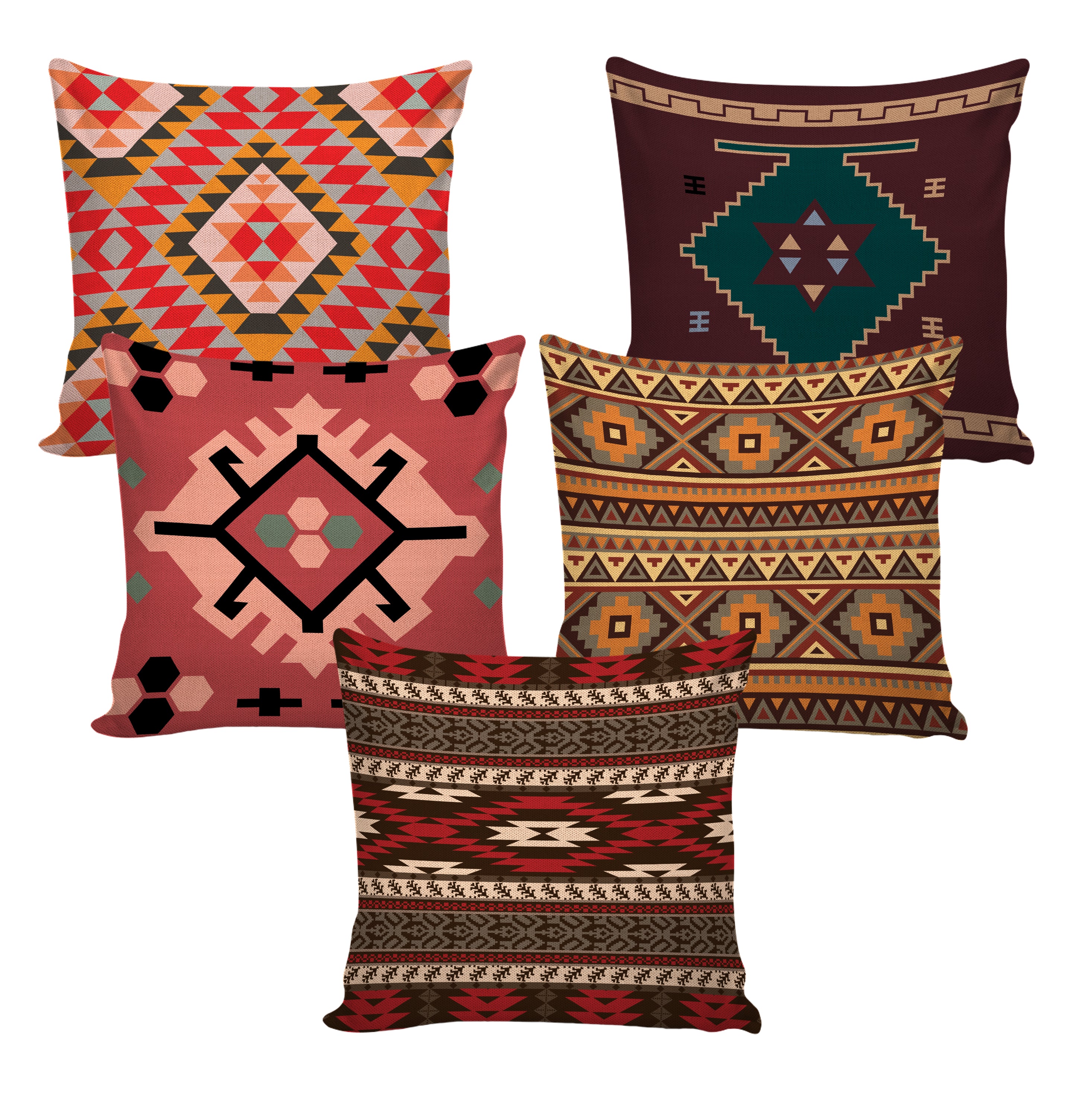 Set of 5 Jute Throw Pillow/Cushion Covers