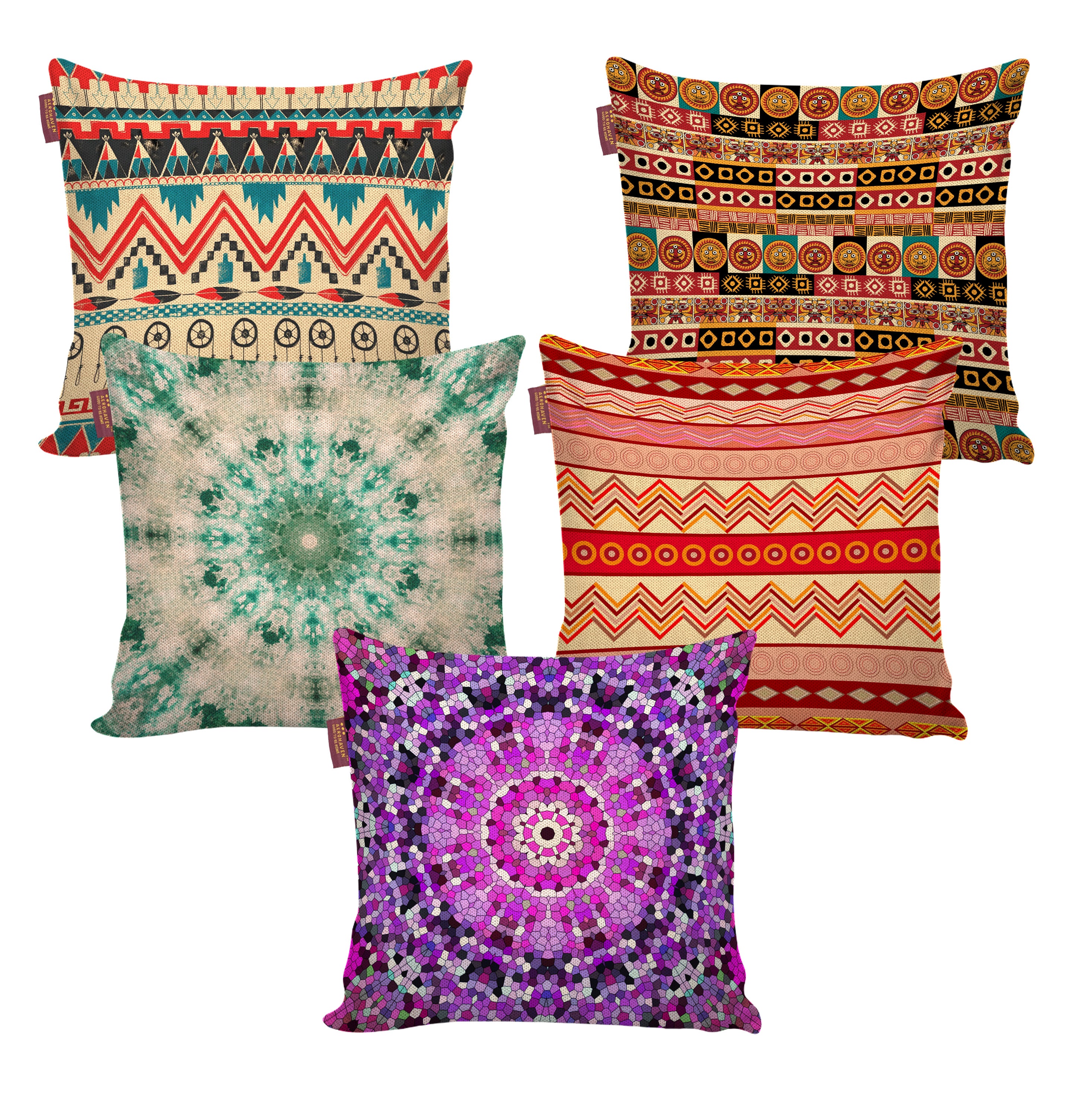 Set of 5 Jute Throw Pillow/Cushion Covers