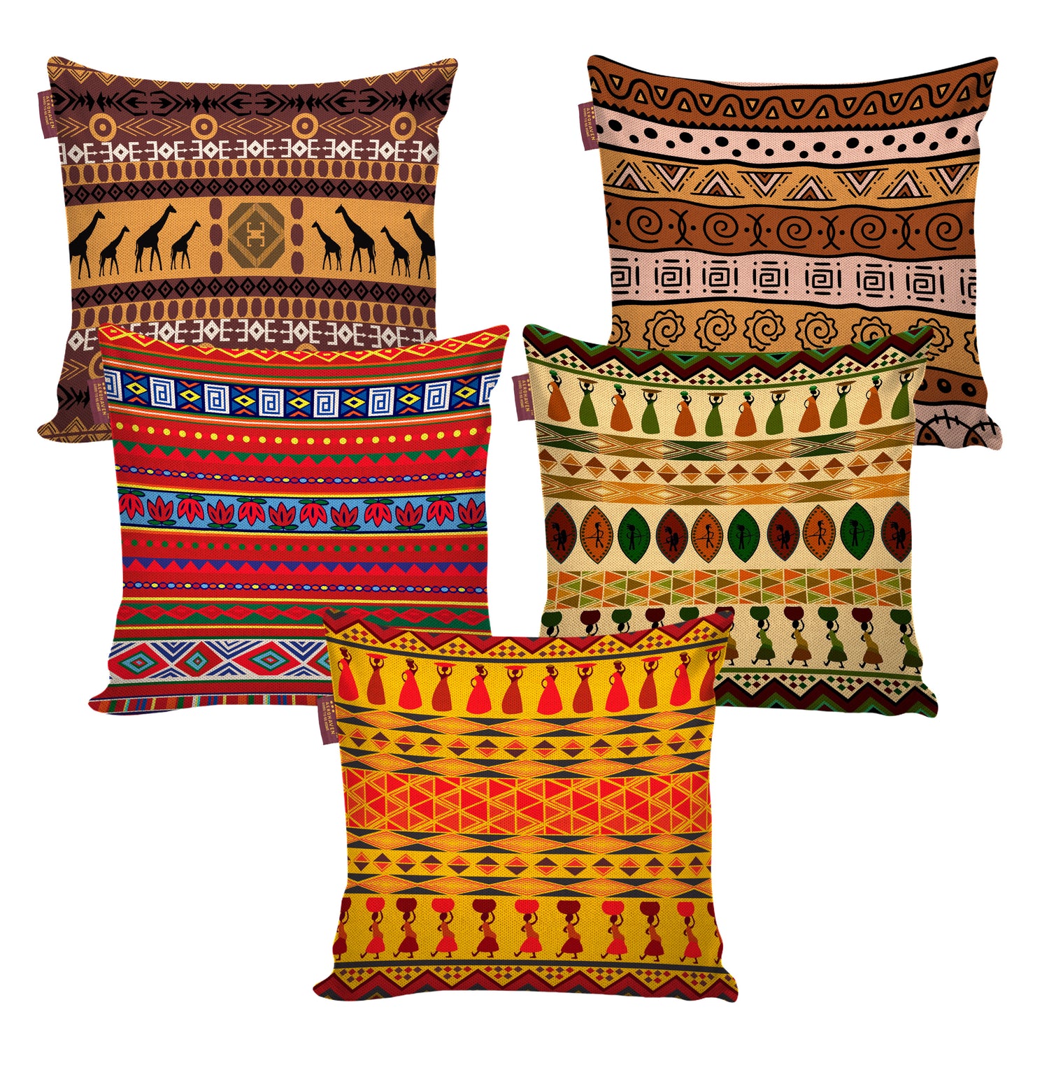 Set of 5 Jute Throw Pillow/Cushion Covers