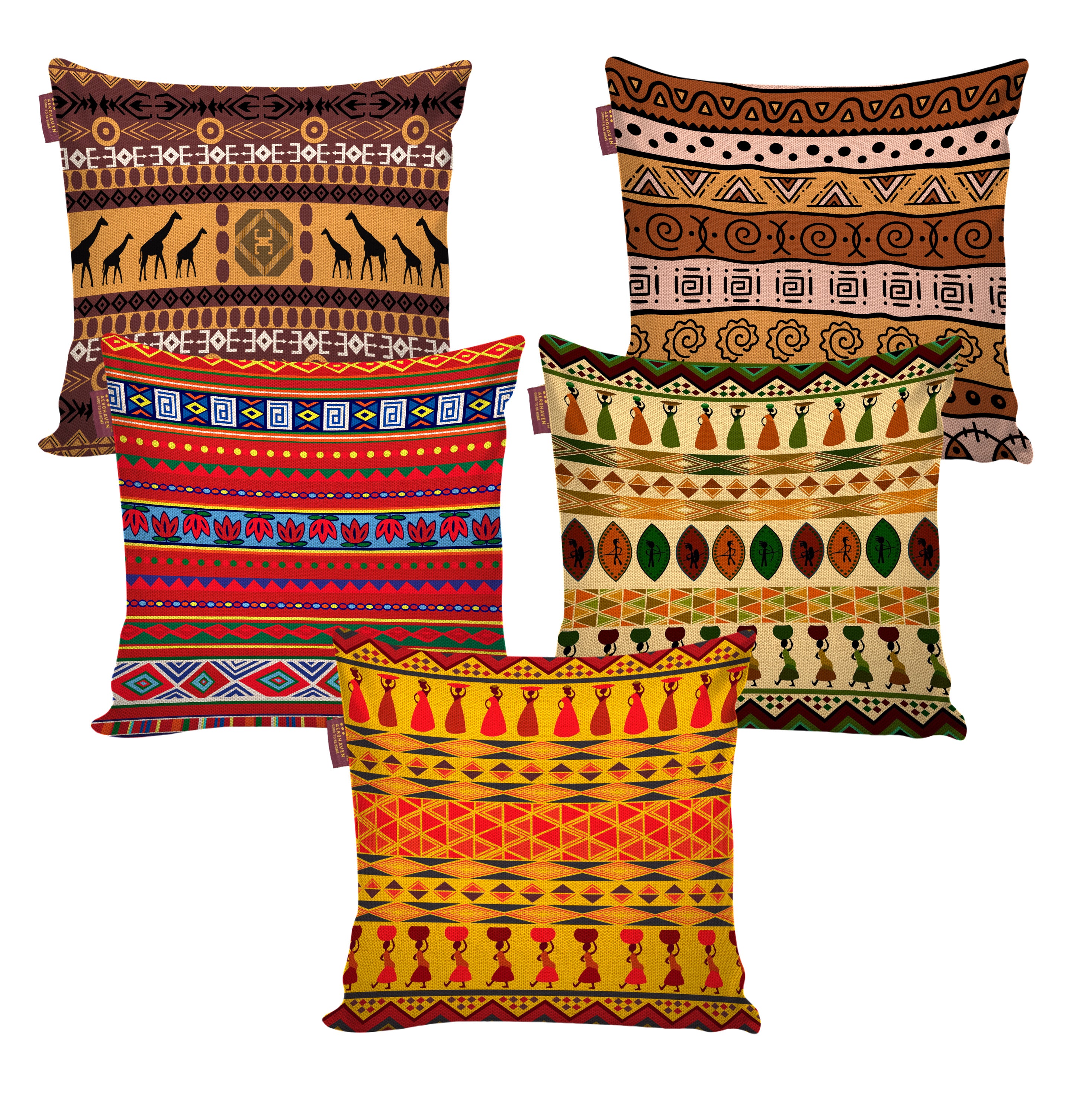 Set of 5 Jute Throw Pillow/Cushion Covers