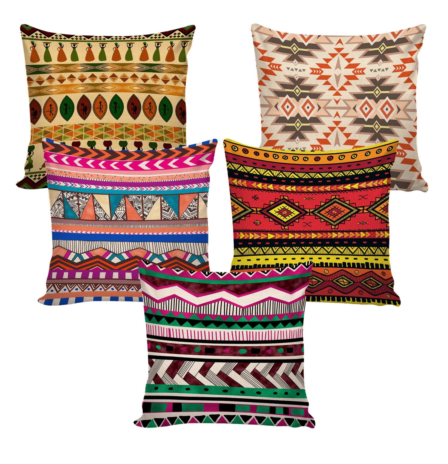 Set of 5 Jute Throw Pillow/Cushion Covers