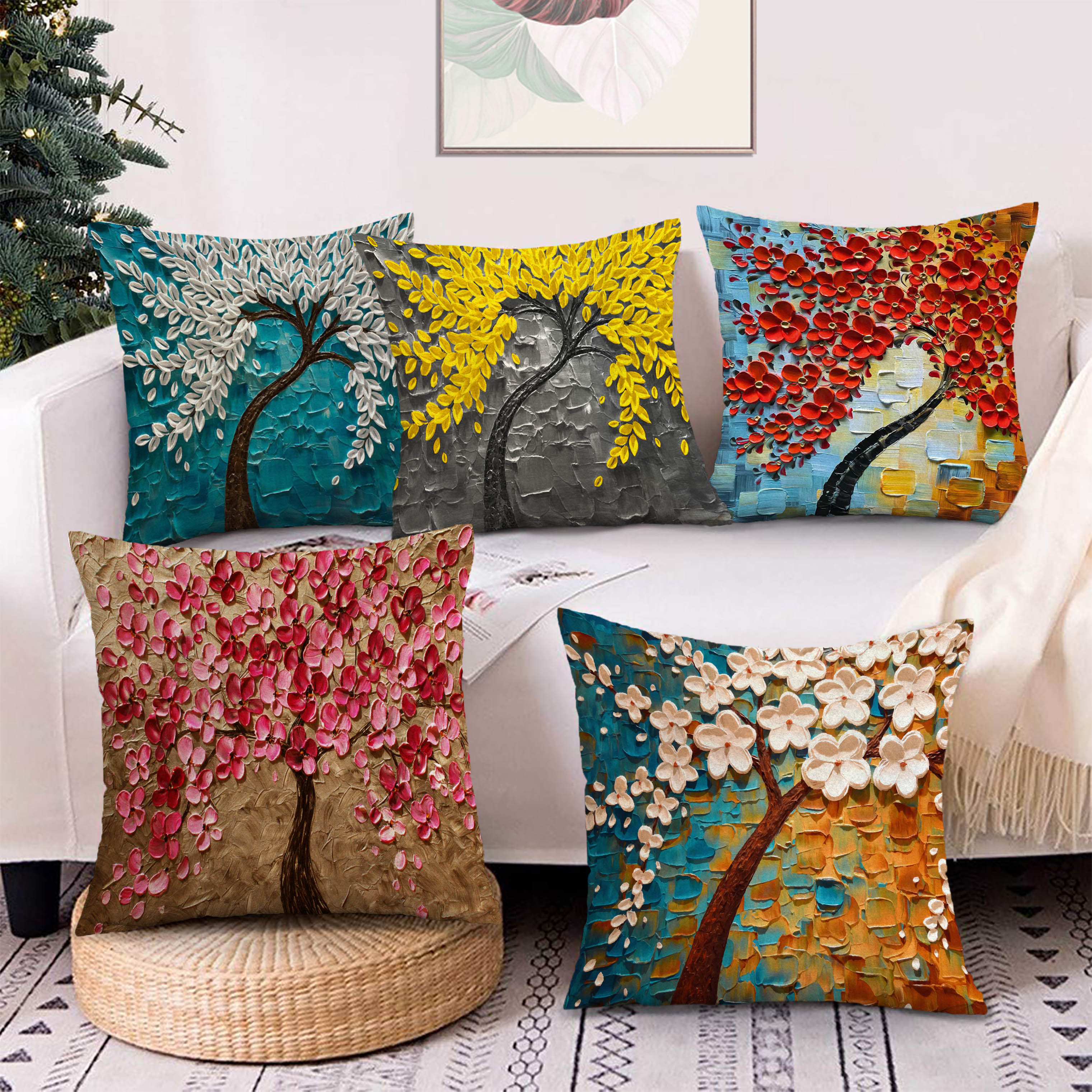 Set of 5 Decorative Hand Made Polyester Velvet Throw/Pillow Cushion Covers