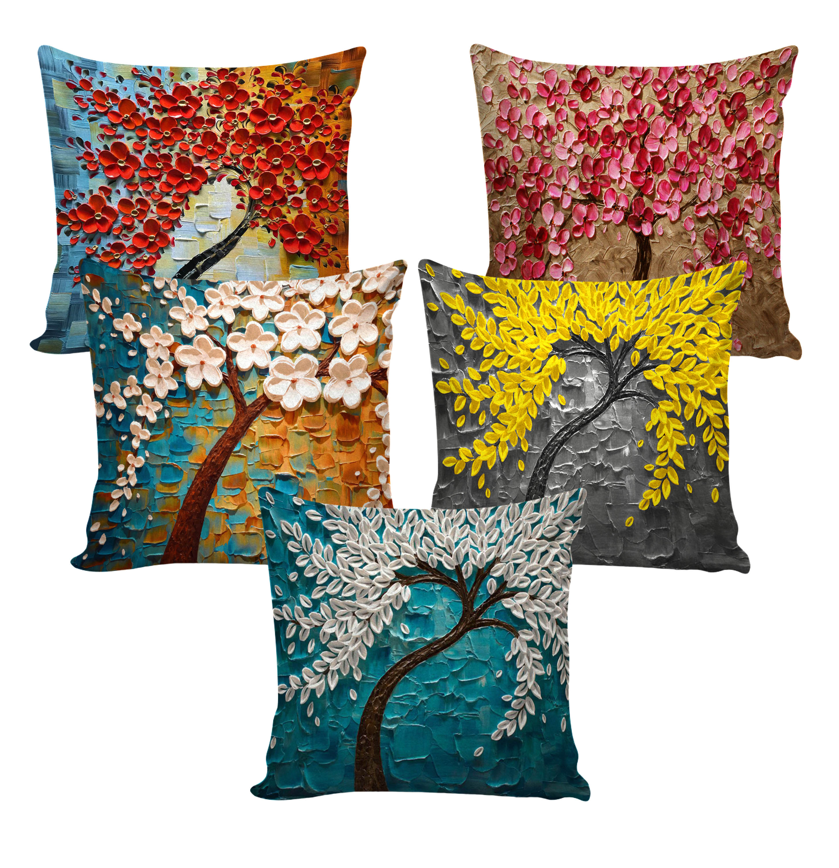 Set of 5 Decorative Hand Made Polyester Velvet Throw/Pillow Cushion Covers
