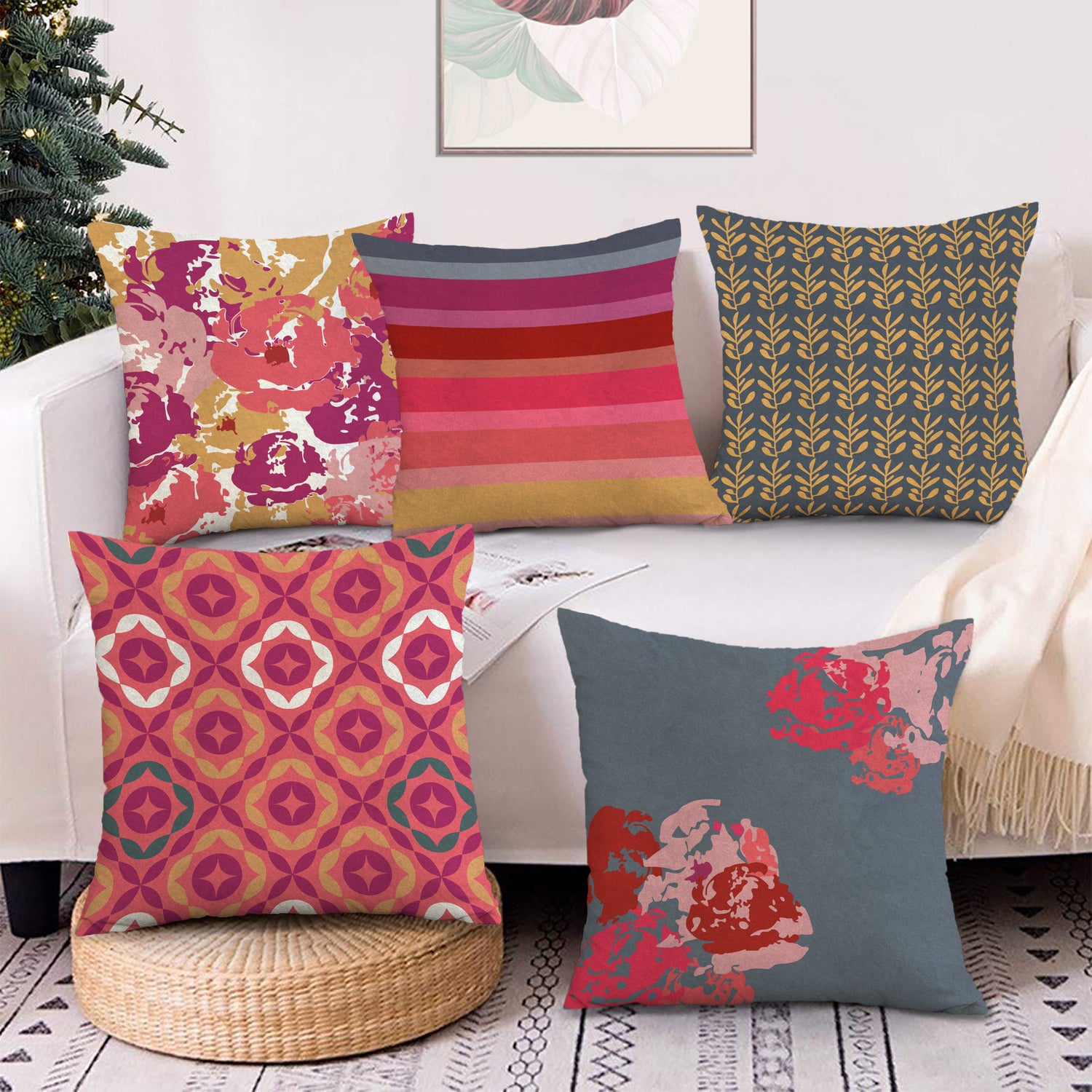 Set of 5 Decorative Hand Made Polyester Velvet Throw/Pillow Cushion Covers