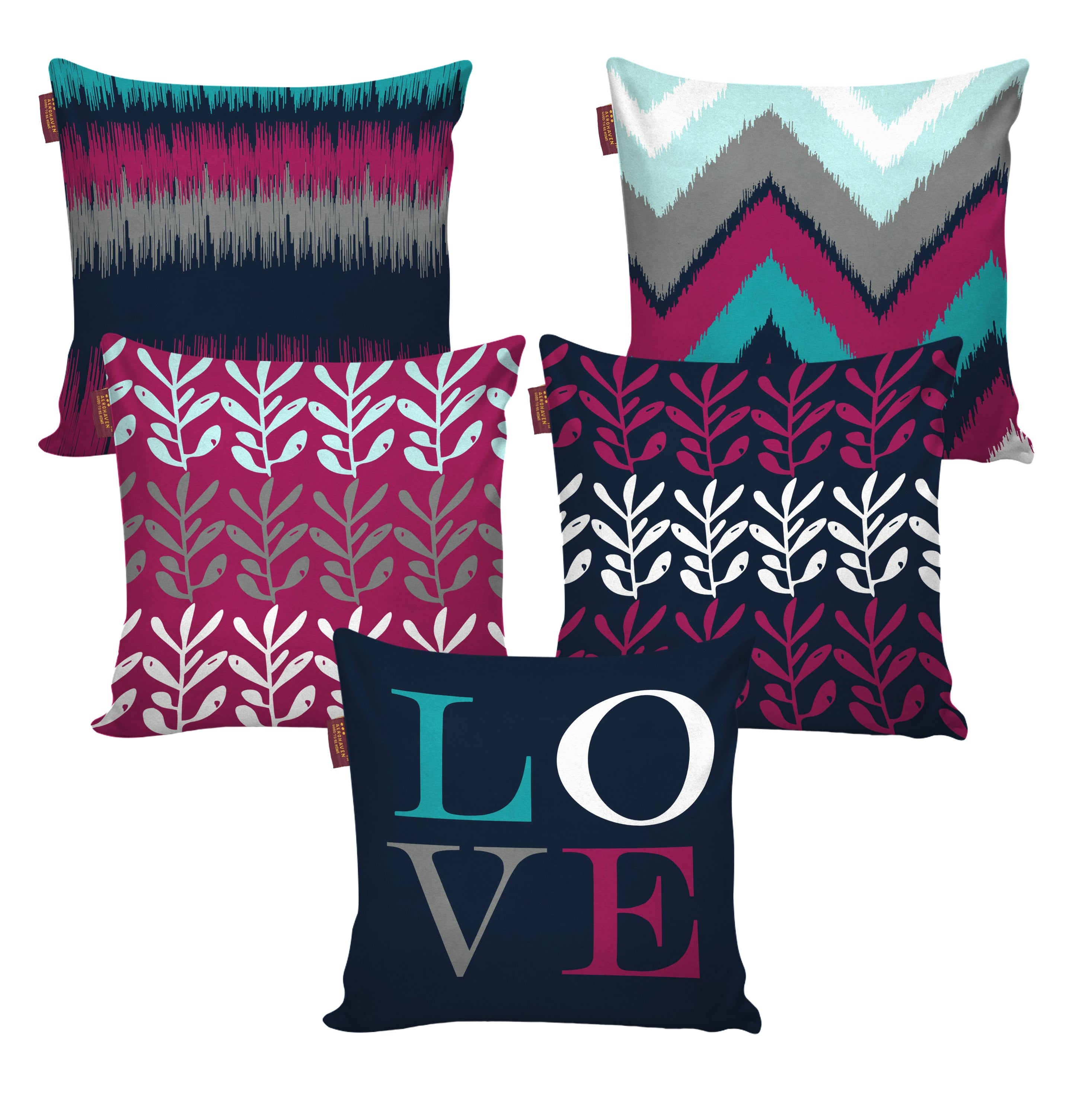 Set of 5 Decorative Hand Made Polyester Velvet Throw/Pillow Cushion Covers