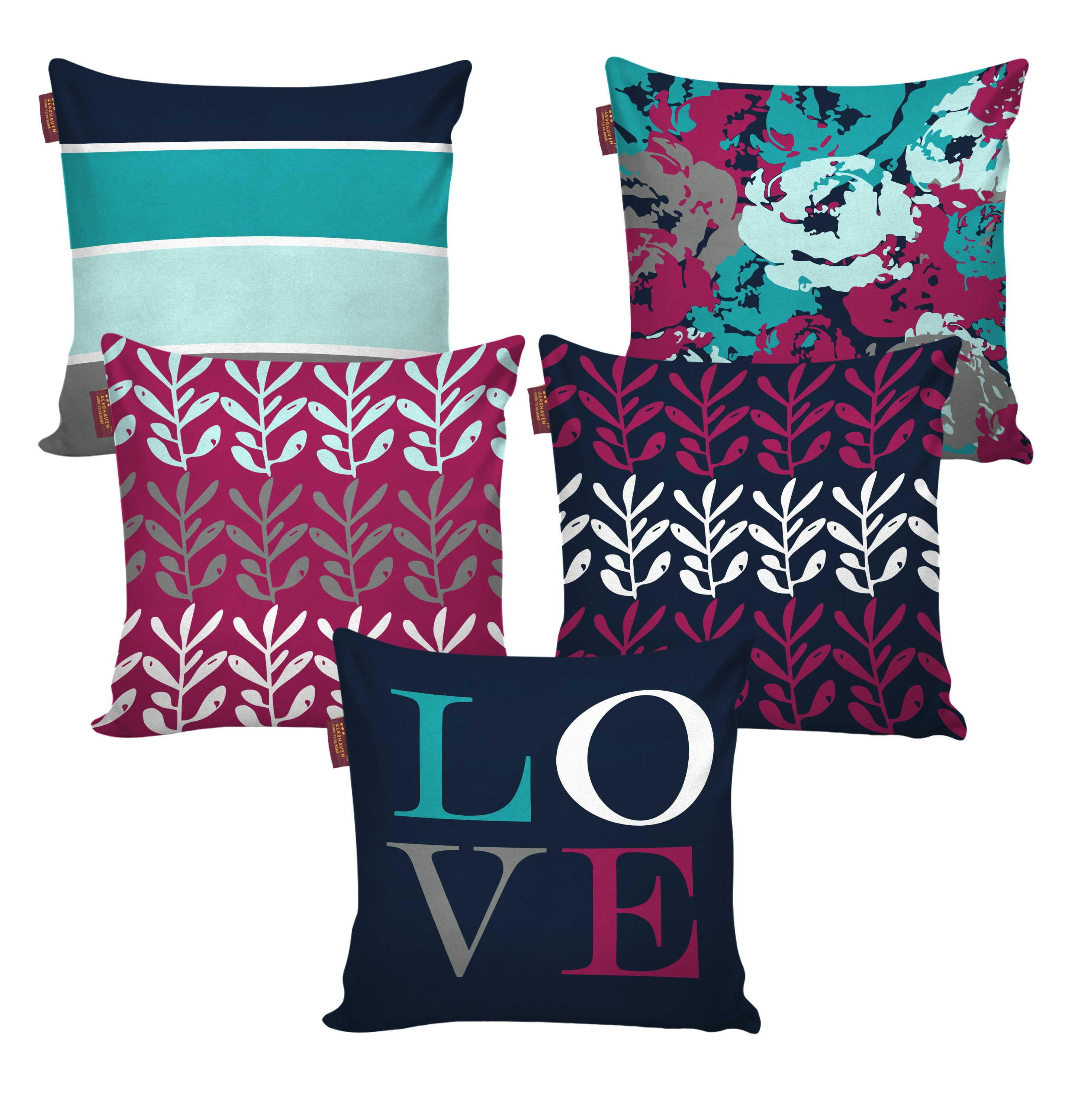 Set of 5 Decorative Hand Made Polyester Velvet Throw/Pillow Cushion Covers