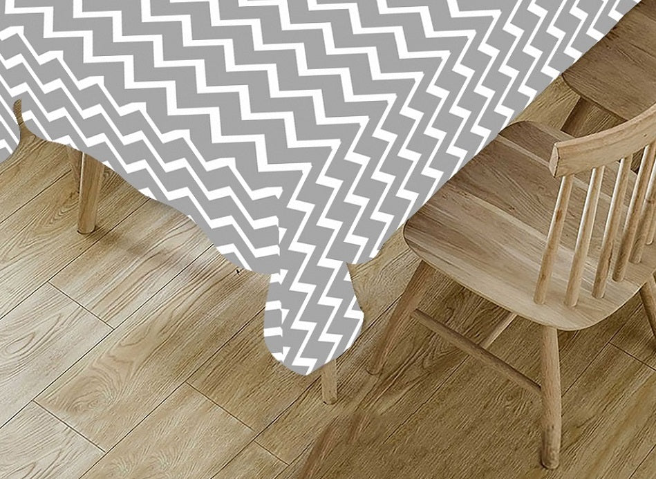 Grey Geometric Polyster Table Cover Cloth