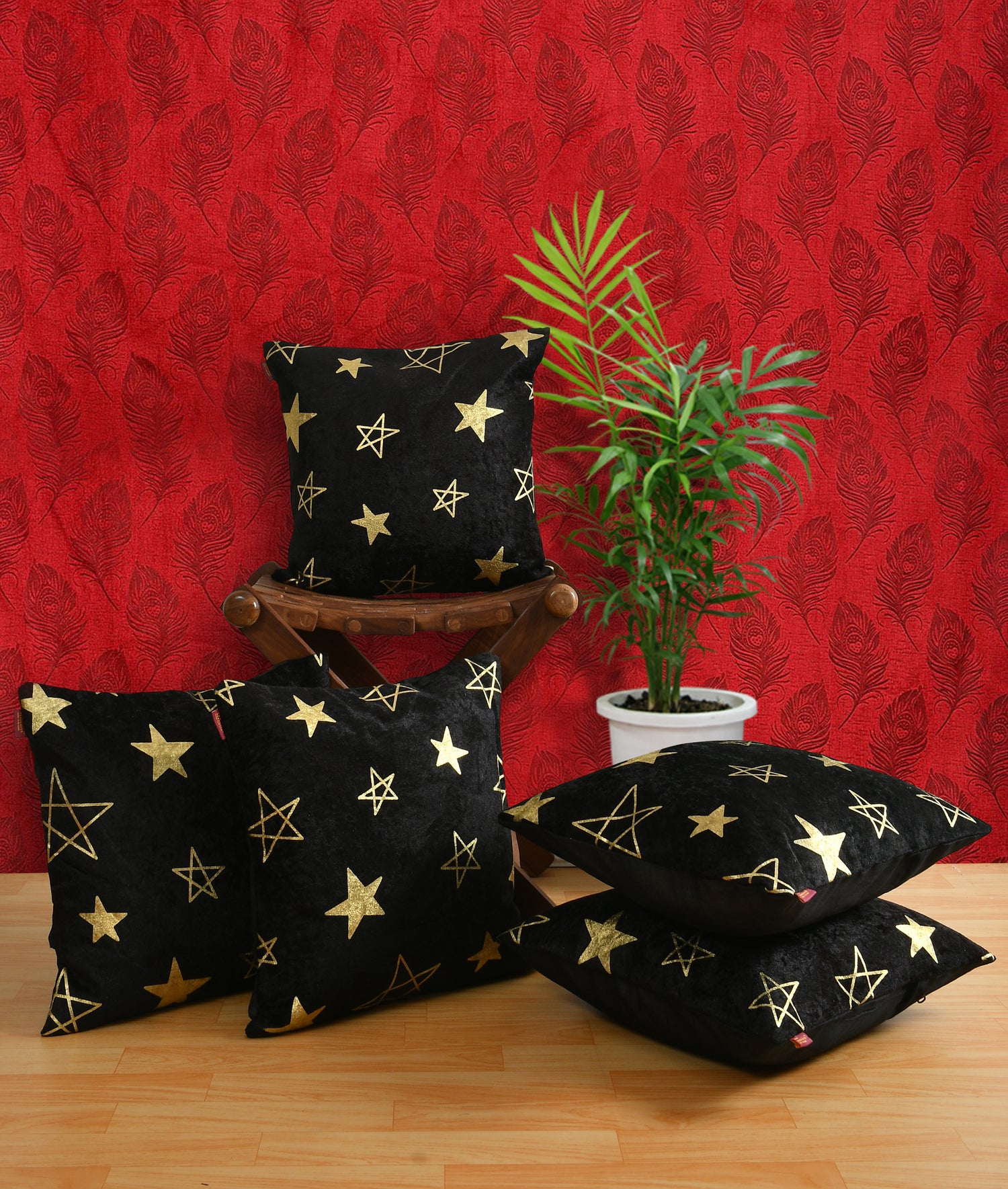 Premium Velvet Set of 5 Decorative Throw Pillow/Cushion Covers