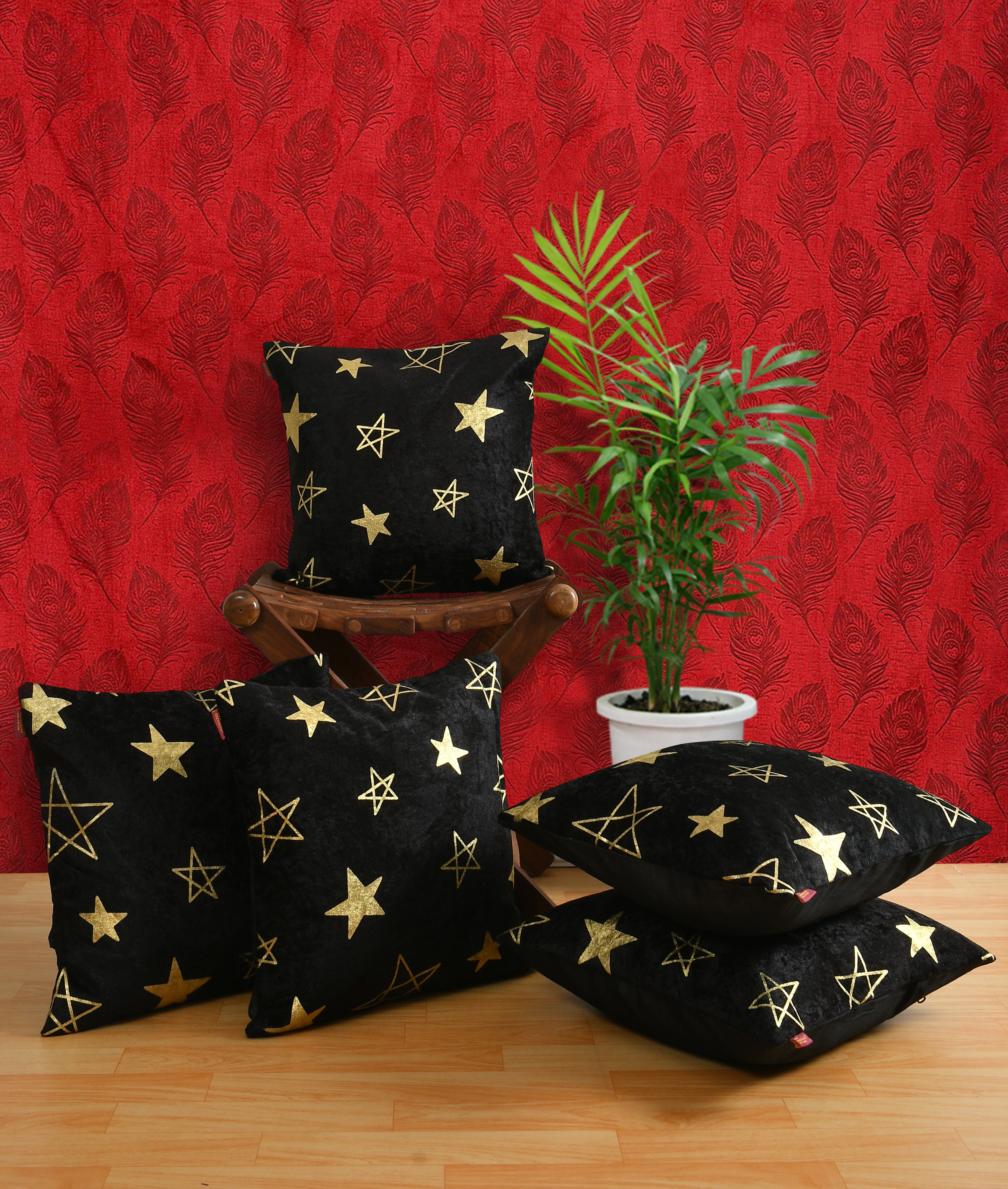 Premium Velvet Set of 5 Decorative Throw Pillow/Cushion Covers