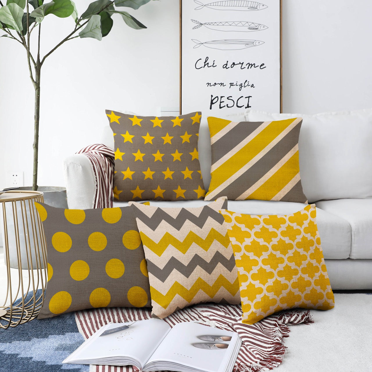 Set of Jute Throw Pillow/Cushion Covers