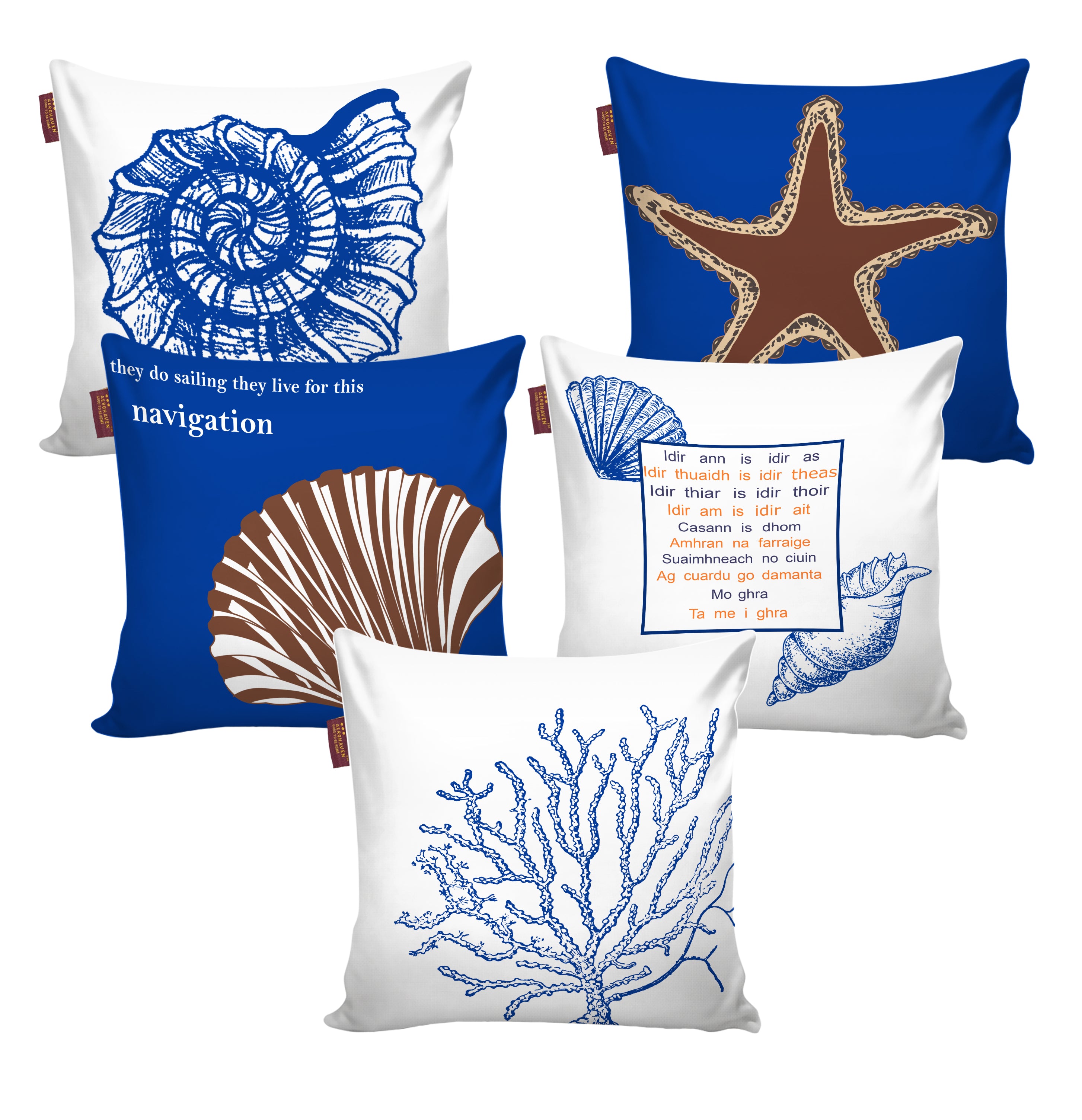 Set of 5 Digital Printed Hand Stitched Throw Pillow/ Cushion Covers