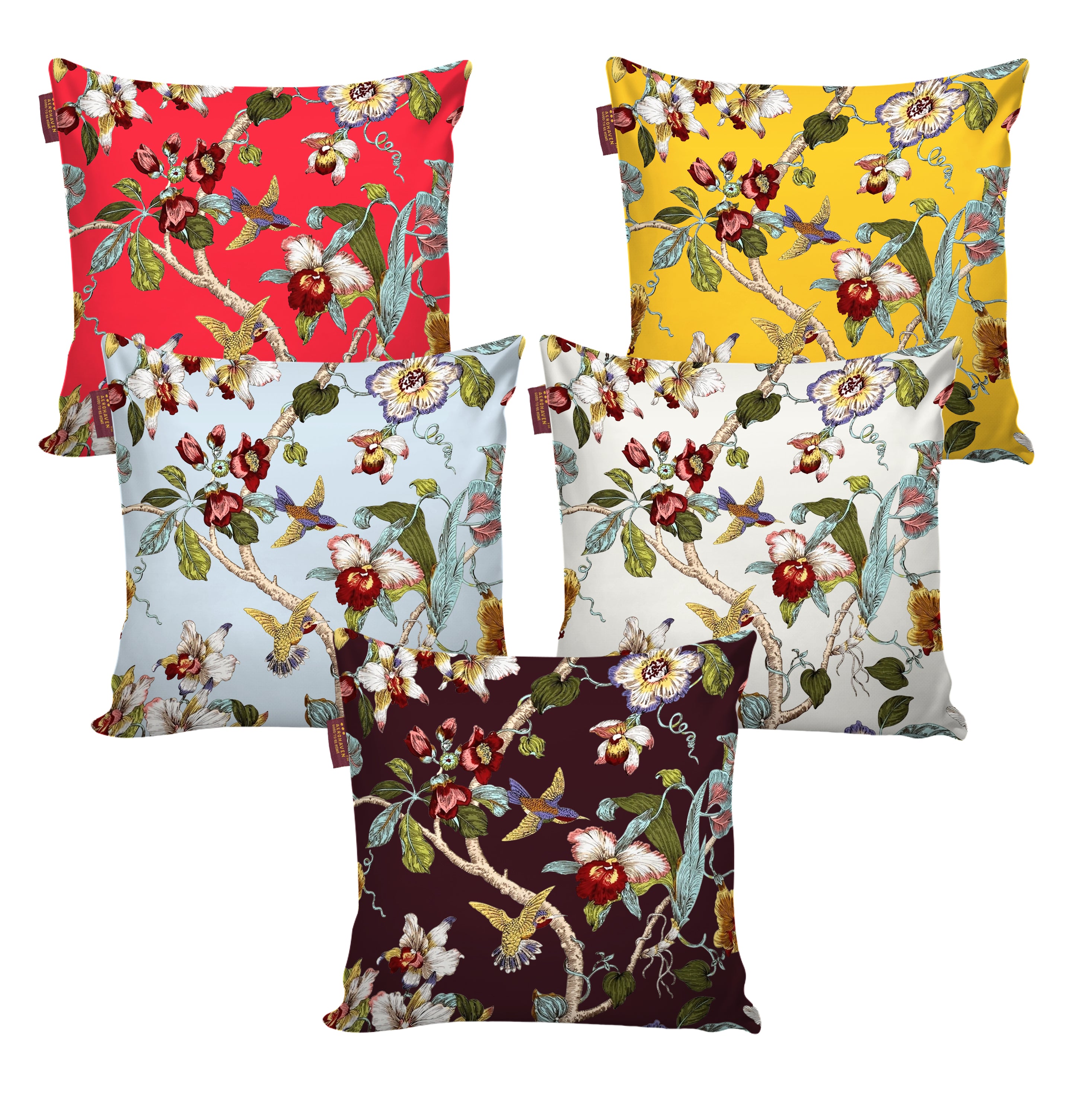Set of 5 Digital Printed Hand Stitched Throw Pillow/ Cushion Covers