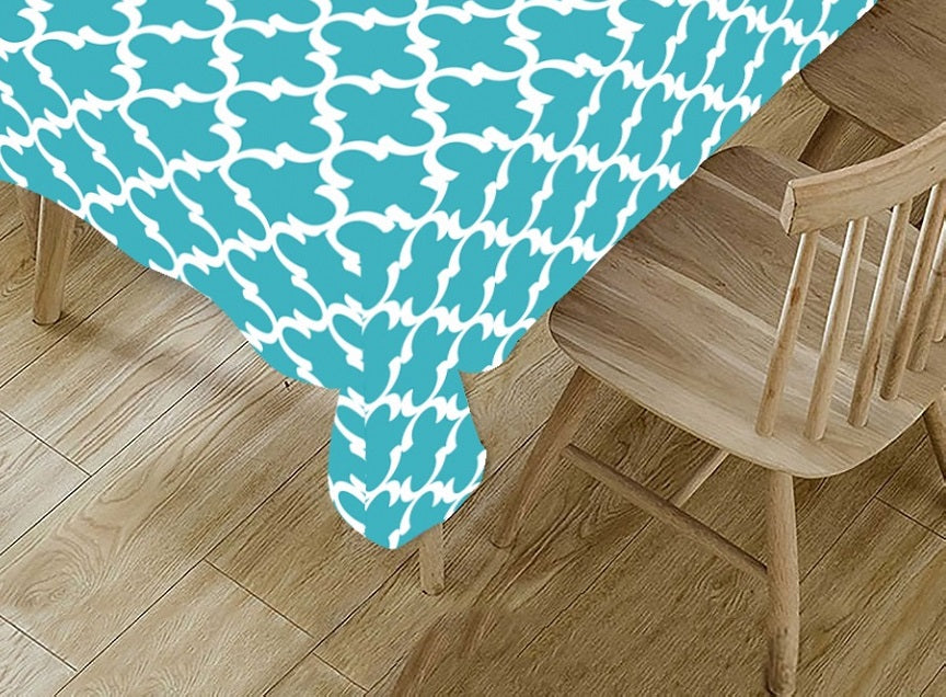 Aqua Abstract Polyster Table Cover Cloth