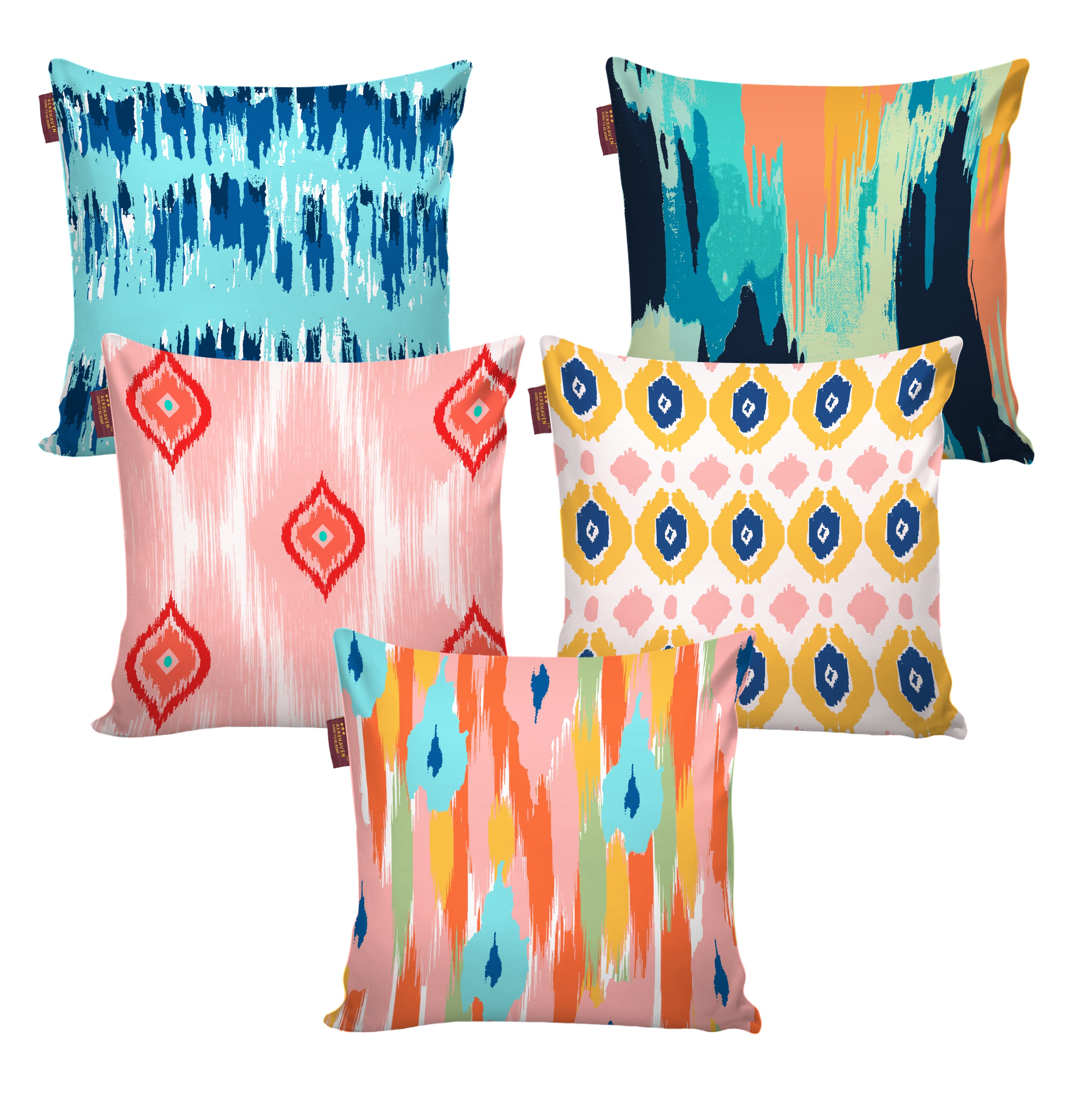 Set of 5 Digital Printed Hand Stitched Throw Pillow/ Cushion Covers