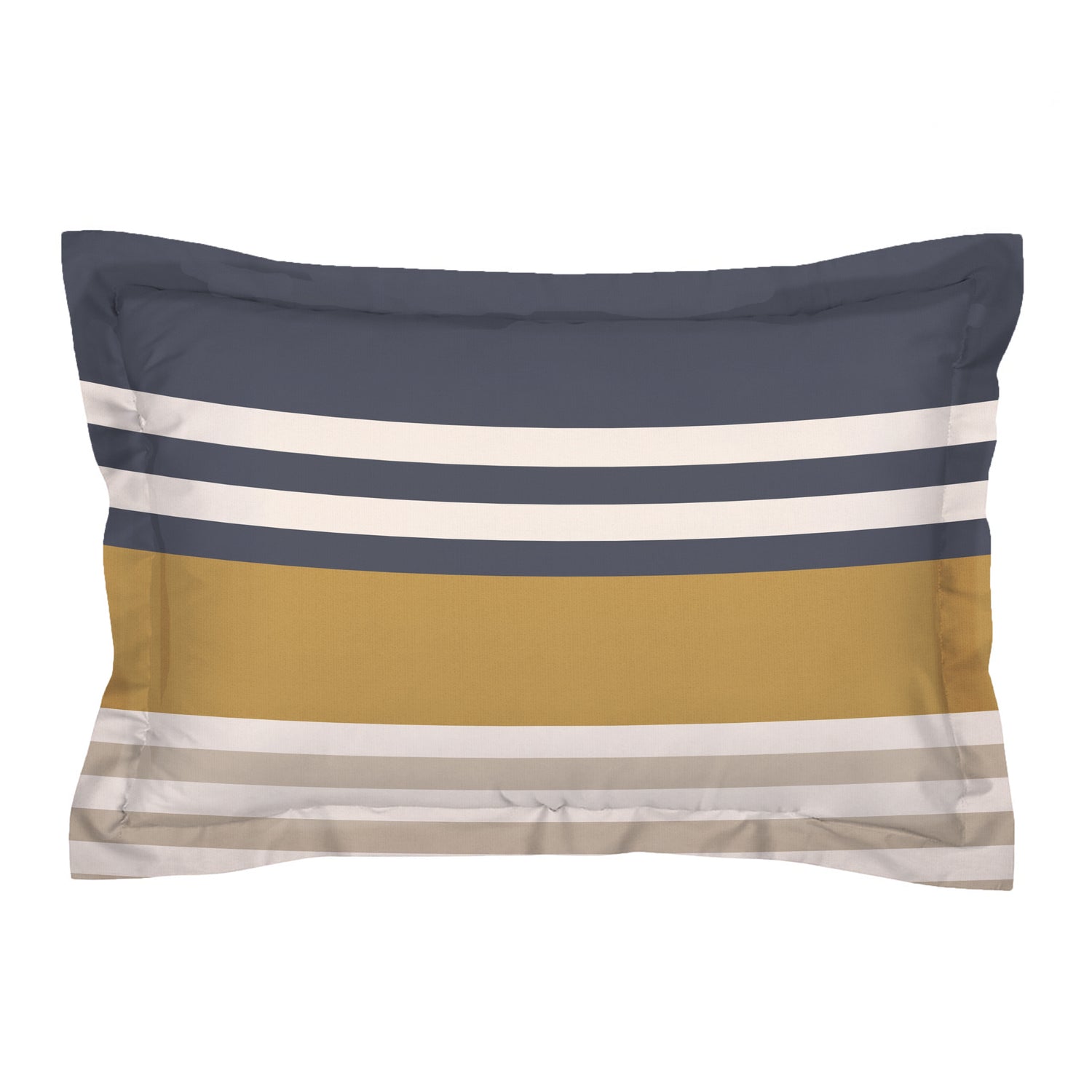 Premium Blue & Yellow Striped Glace Cotton 300 TC King Bedsheet with 2 Pillow Covers