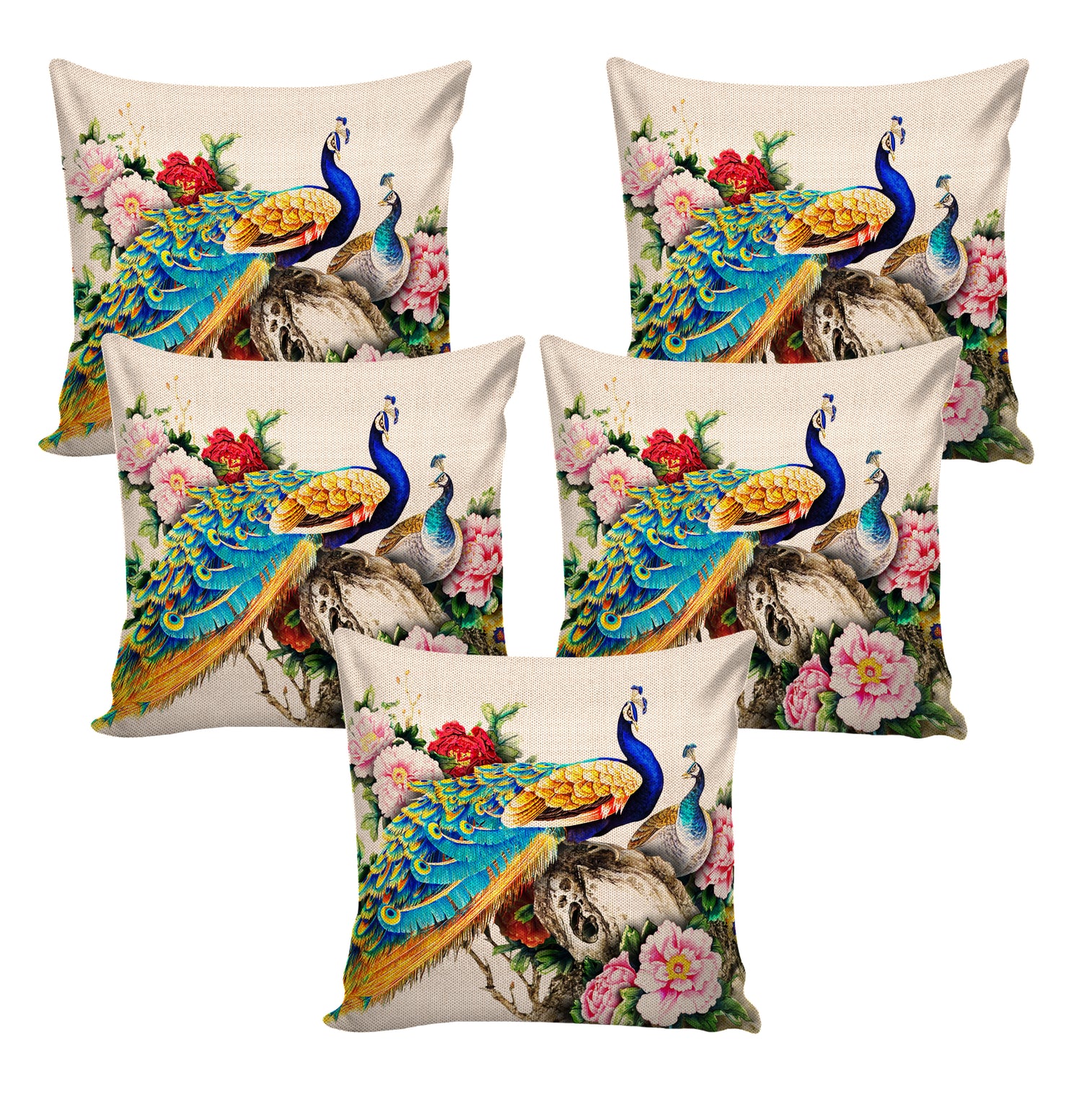 Set of 5 Jute Throw Pillow/Cushion Covers