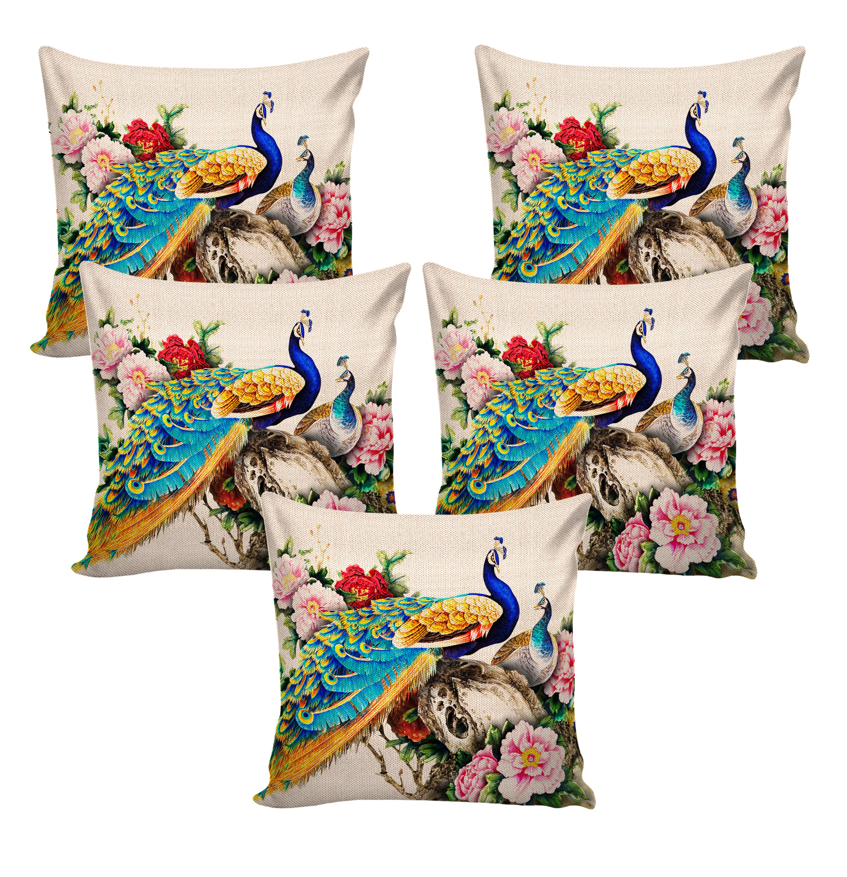 Set of 5 Jute Throw Pillow/Cushion Covers