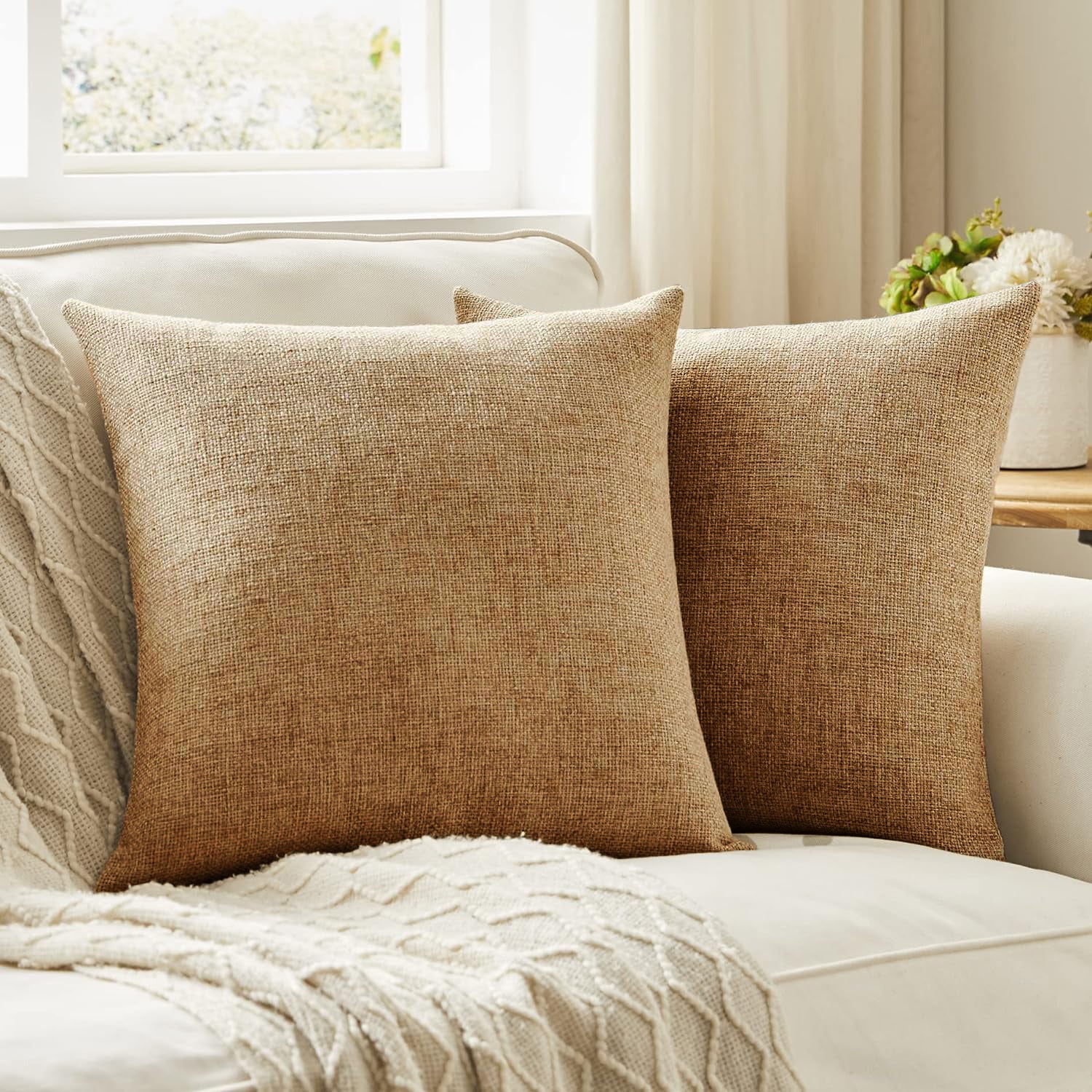 Premium Jute  Set of 2 Decorative Throw Pillow/Cushion Covers