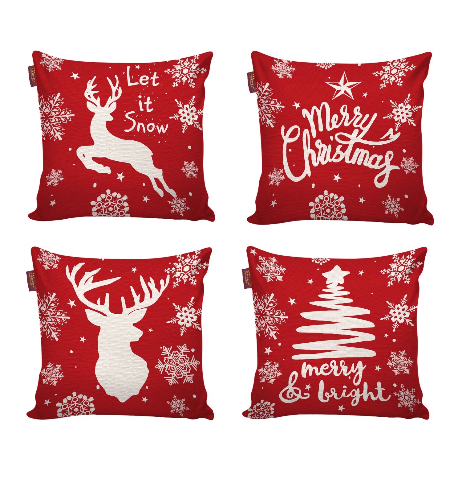 Set of 4 Christmas Designer Decorative Throw Pillow/Cushion Covers