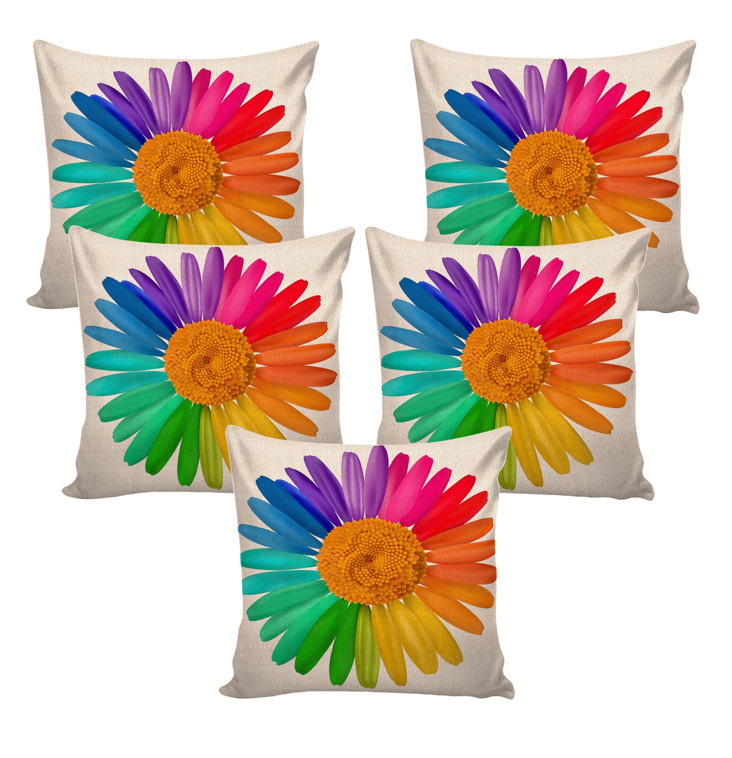 Set of 5 Jute Throw Pillow/Cushion Covers