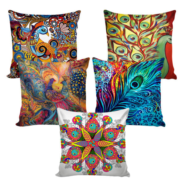 Set of 5 Jute Throw Pillow/Cushion Covers – Multi