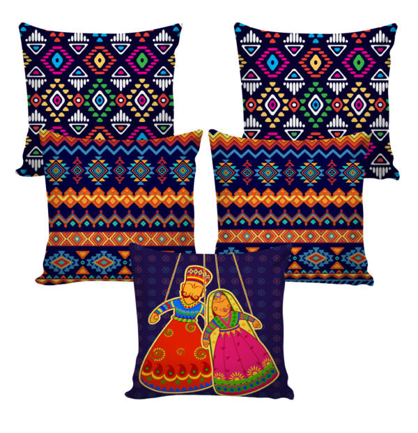 Set of 5 Jute Throw Pillow/Cushion Covers – Multi