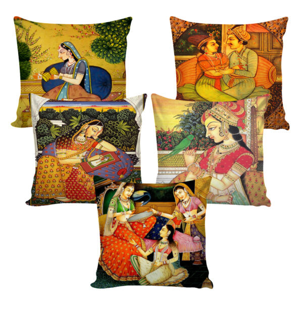 Set of 5 Jute Throw Pillow/Cushion Covers – Multi