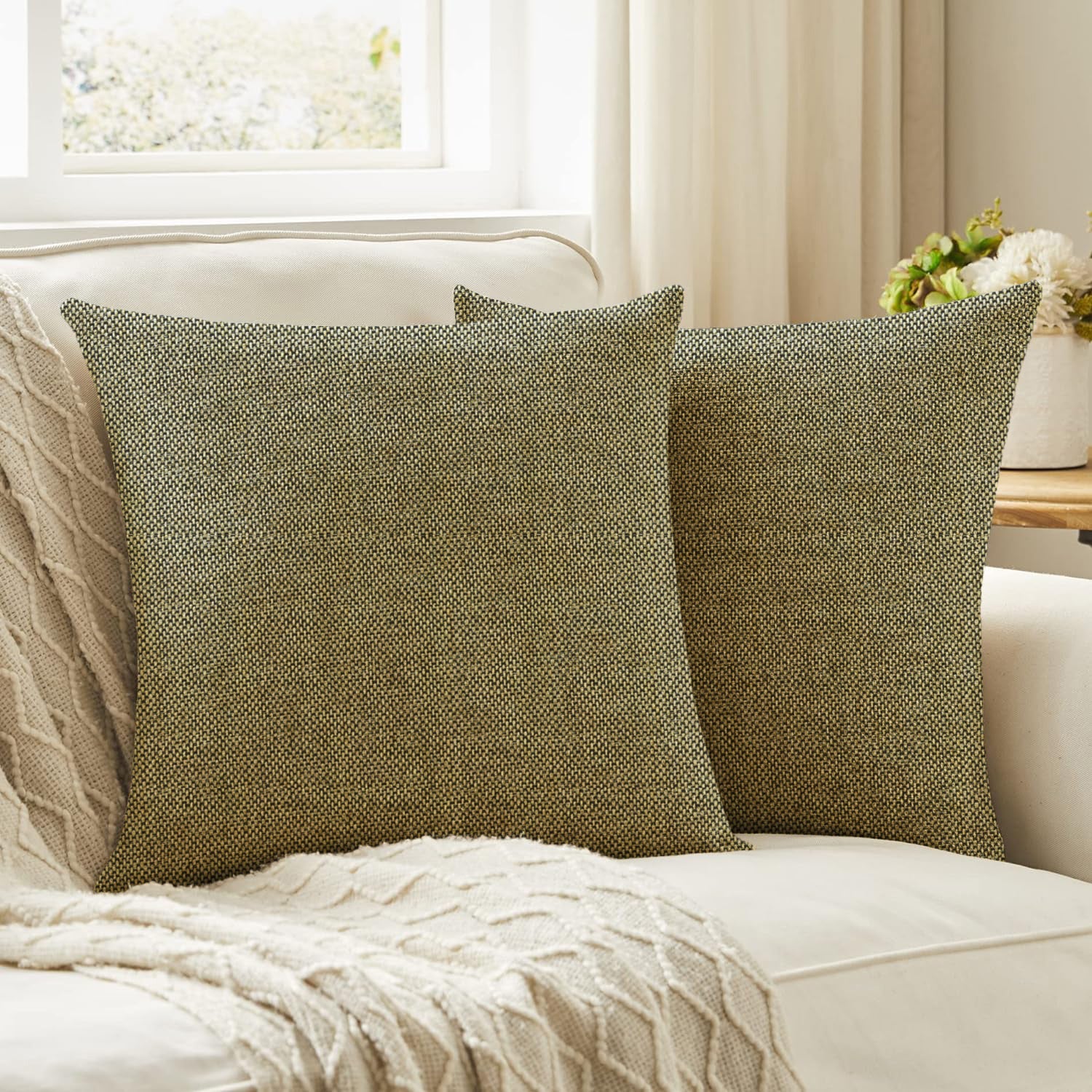 Premium Jute  Set of 2 Decorative Throw Pillow/Cushion Covers