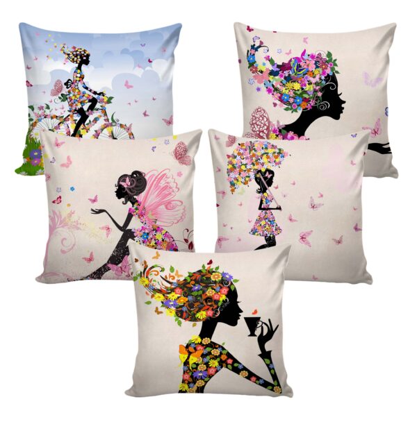 Copy of Set of 5 Jute Throw Pillow/Cushion Covers – Multi